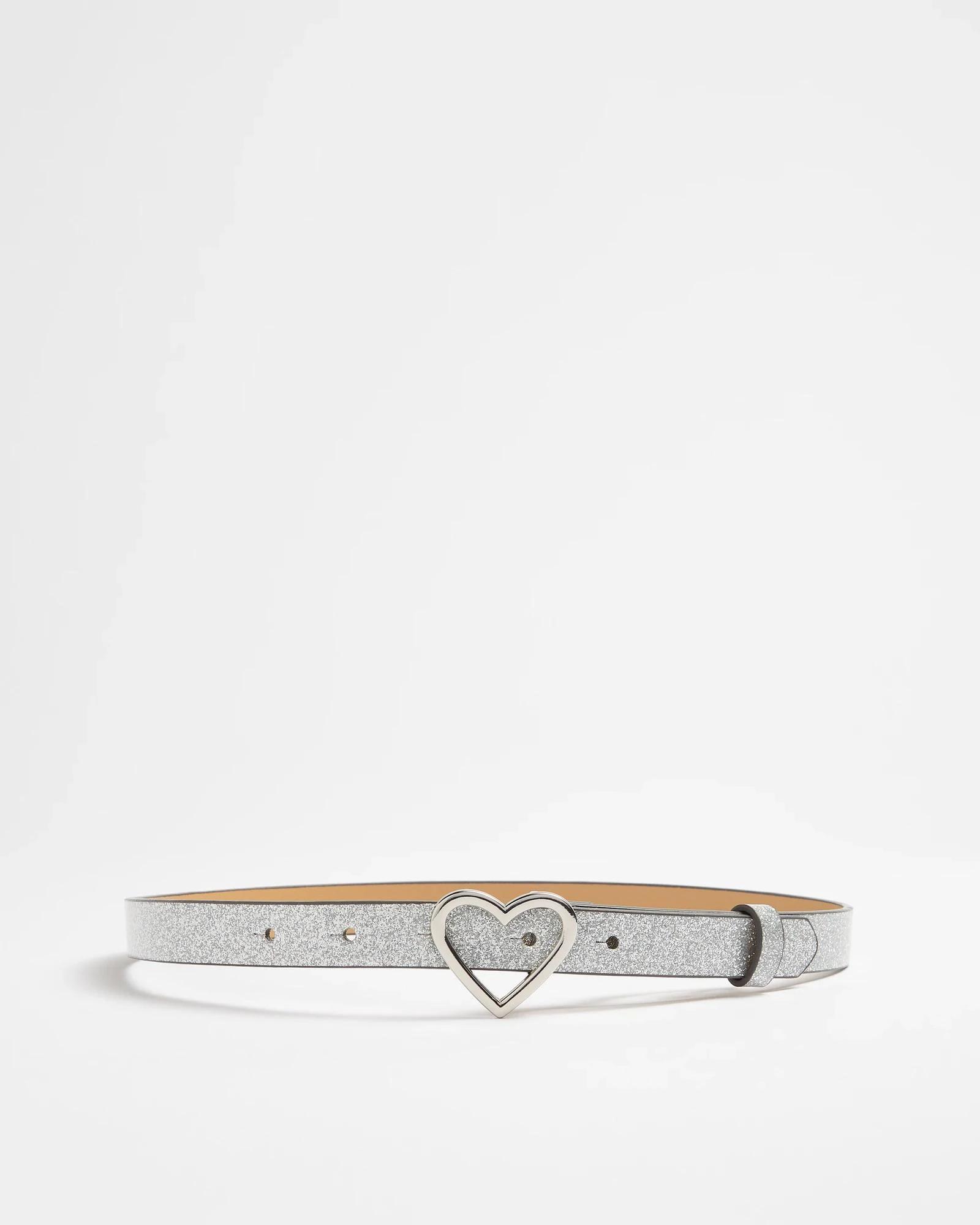 1 Target Kids Glitter Heart Buckle Belt SILVER, 1 of 2