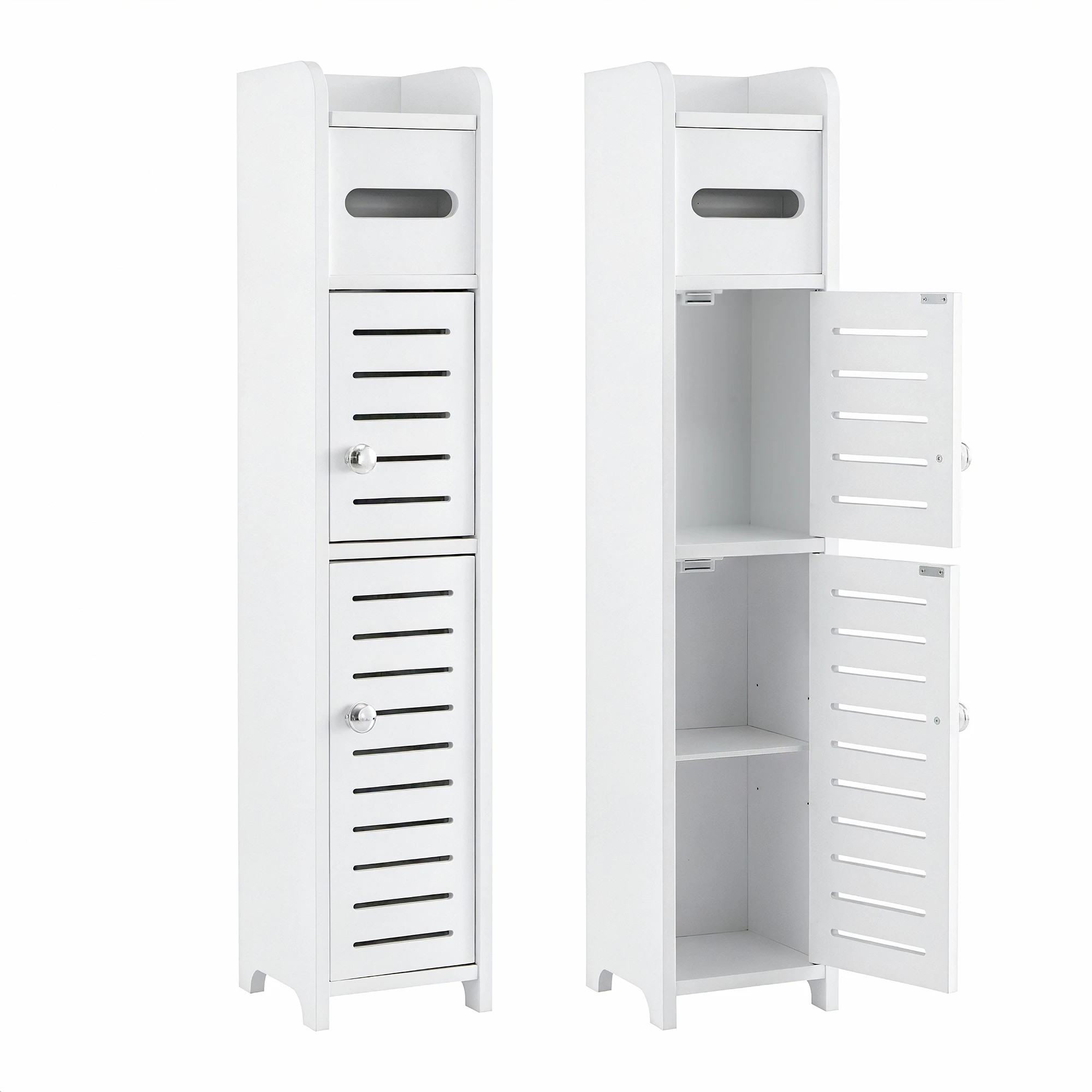 1 Artiss 2x Bathroom Storage Cabinet 3-Tier Toilet Paper Holder - White, 1 of 9