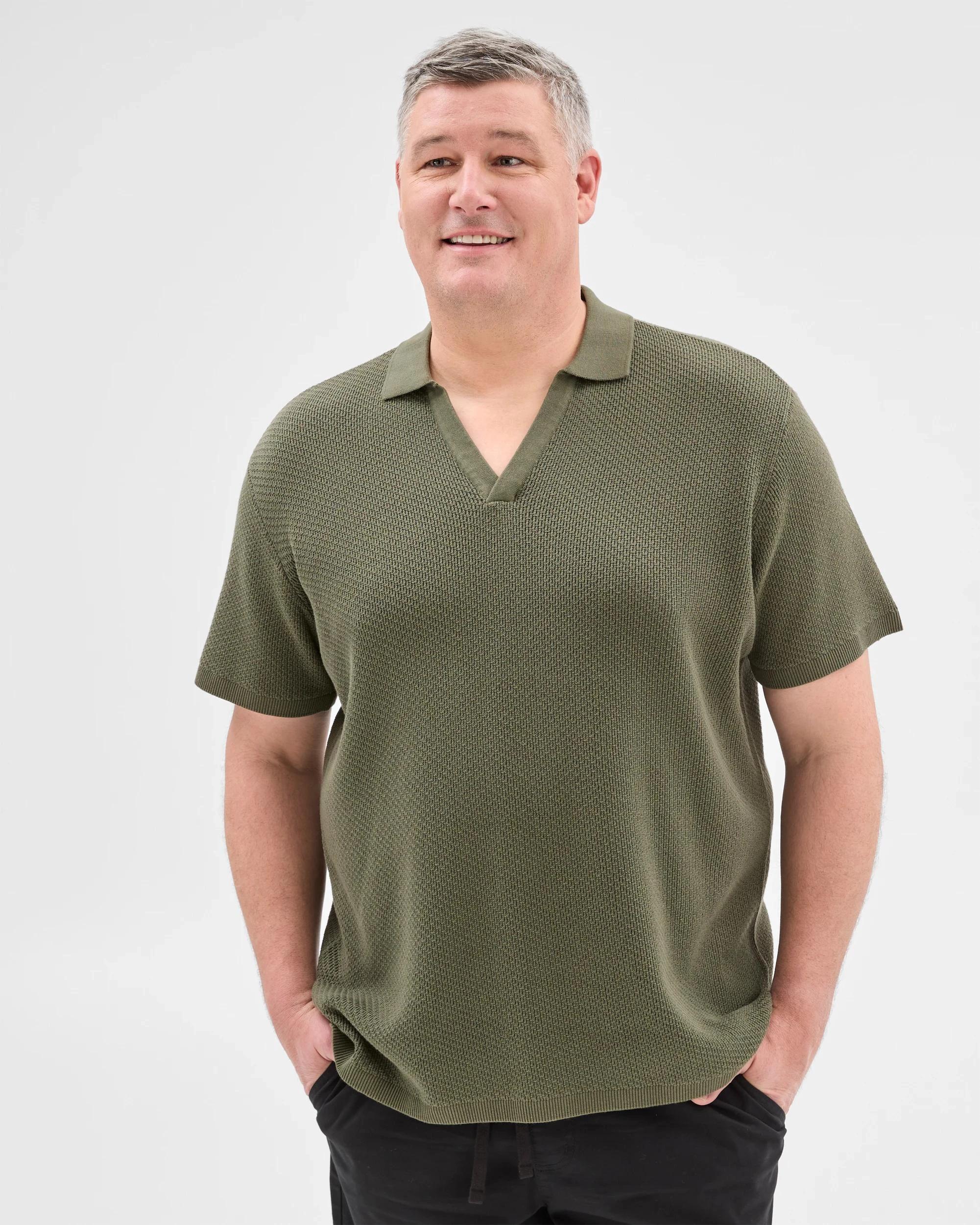 2 Target Plus Size Australian Cotton Knitted Polo Top KHAKI, 2 of 5