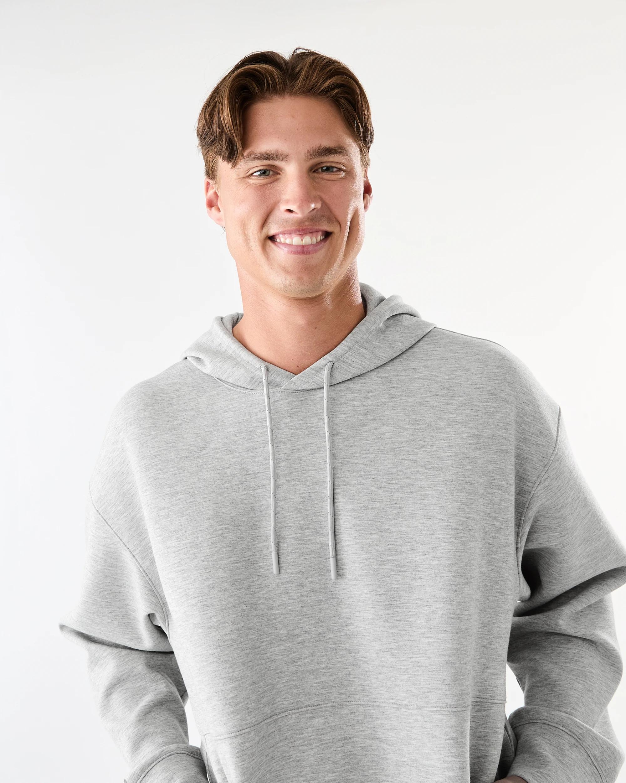 4 Active Mens Relaxed Scuba Hoodie Grey Marle, 4 of 7