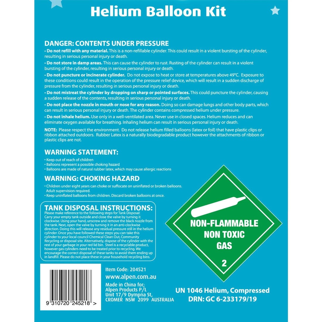 6 Helium Balloon Kit, 6 of 6
