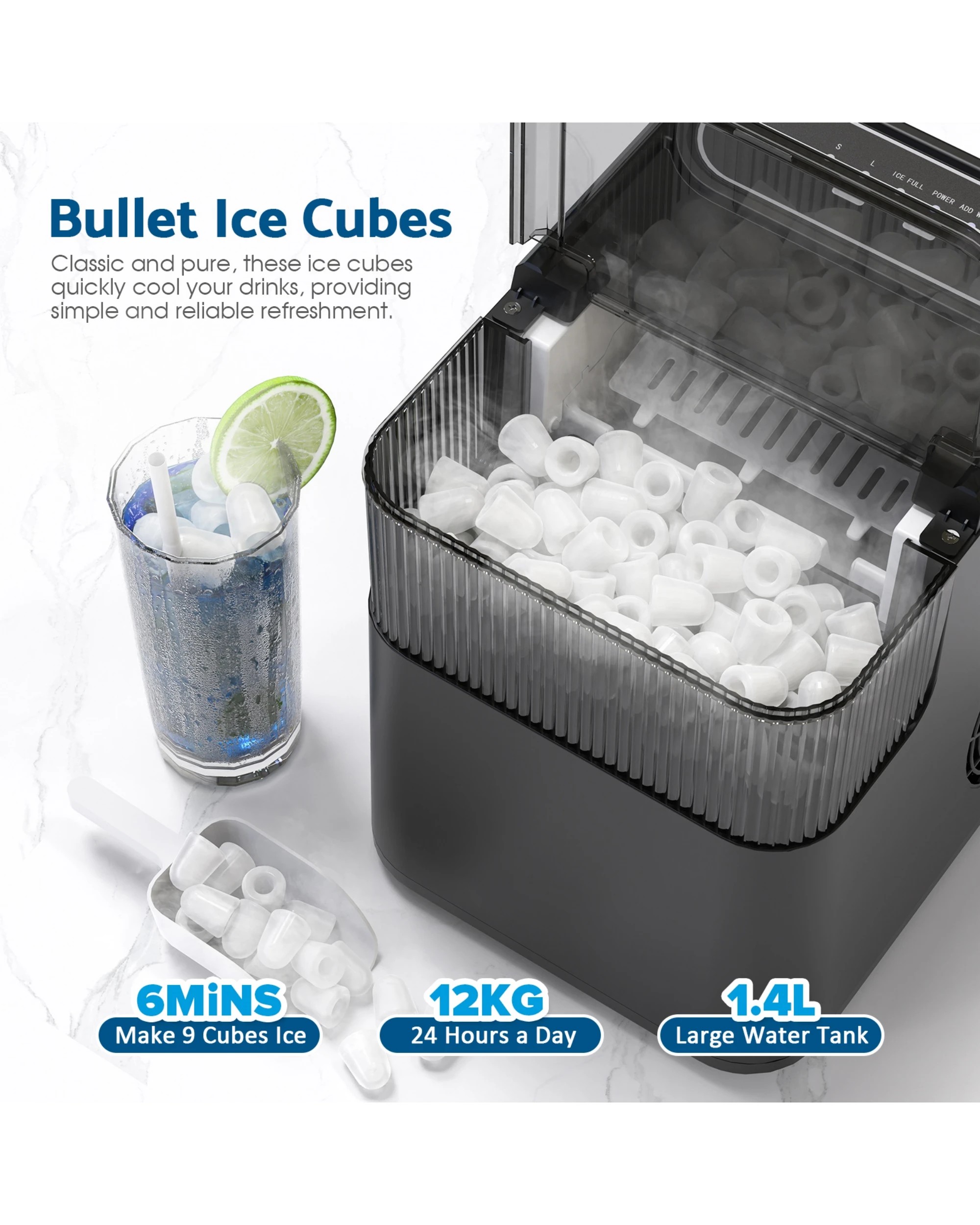 3 Advwin 12KG Portable Ice Maker w/ Self-cleaning Black, 3 of 7