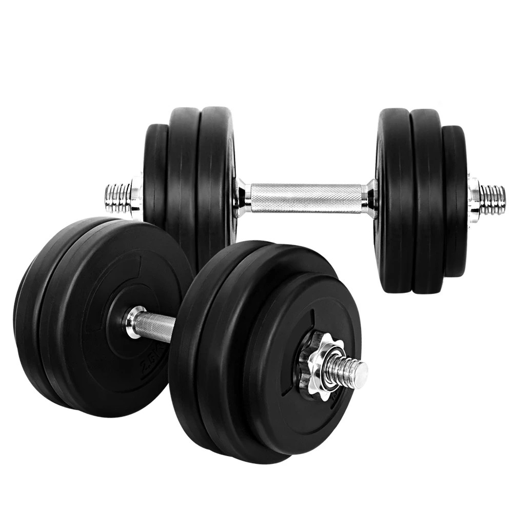 1 Everfit 30kg Dumbbell Set Weight Plates Dumbbells Lifting Bench - Black, 1 of 6