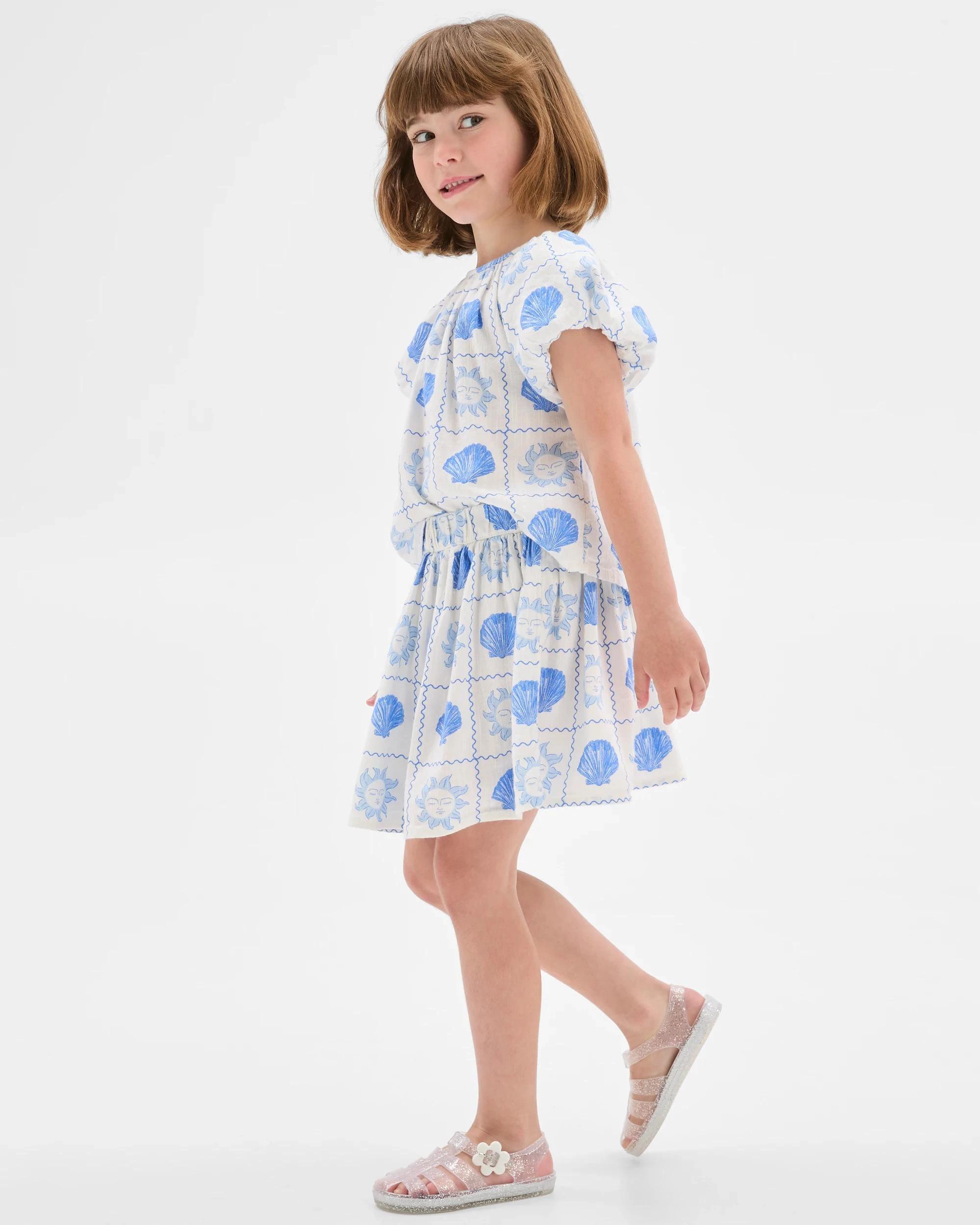 4 Target Woven Puff Sleeve Top BLUE SUN SHELLS, 4 of 7