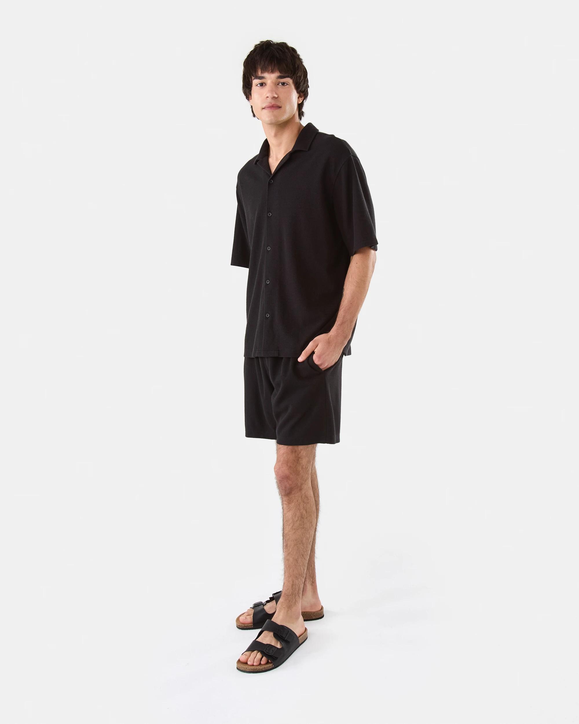 3 Washed Textured Shorts Black, 3 of 6