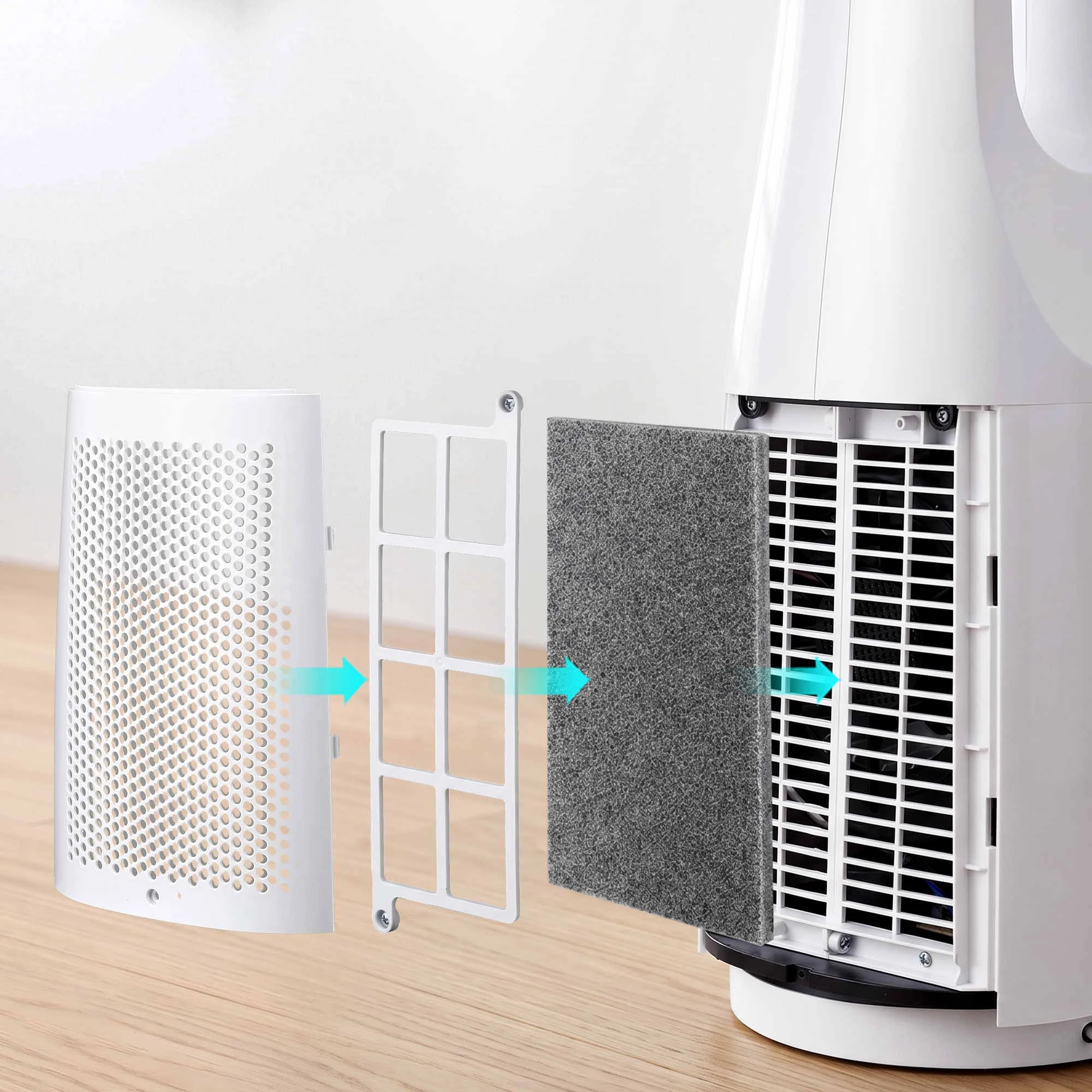8 Devanti Bladeless Tower Fan 100cm 2-in-1 Cooling Airflow Purifying Remote - White, 8 of 9