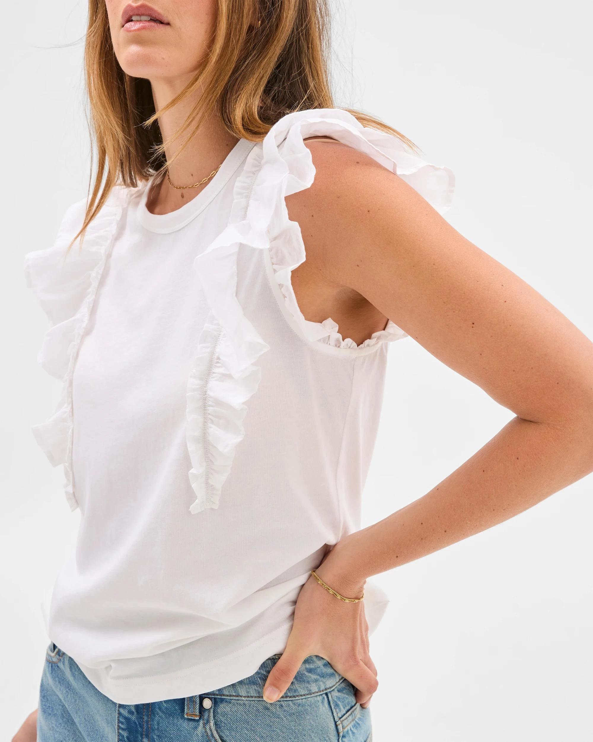 5 Target Australian Cotton Sleeveless Ruffle Tank Top WHITE, 5 of 6