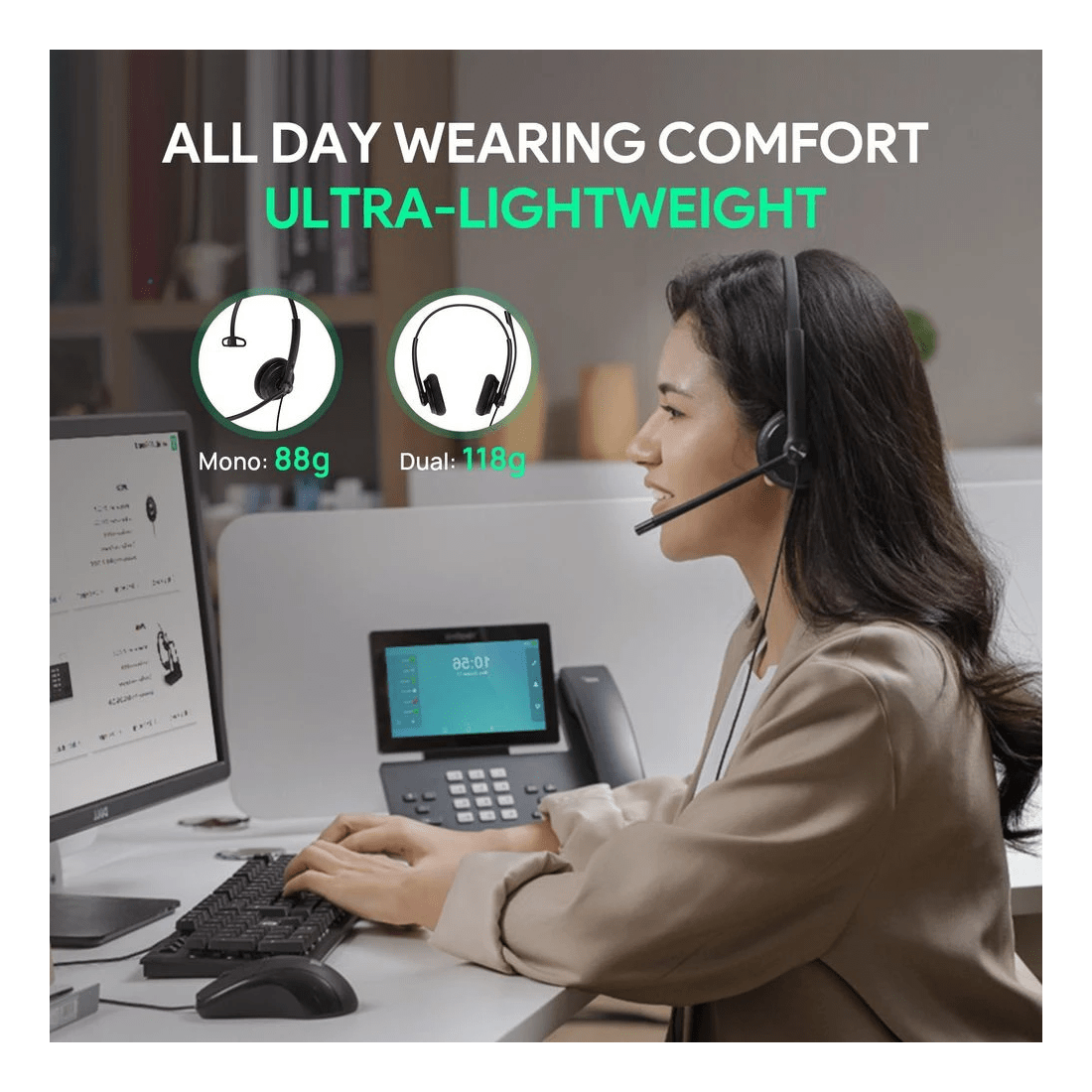 2 Yealink UH34 Mono Corded On-Ear Headset Black, 2 of 6