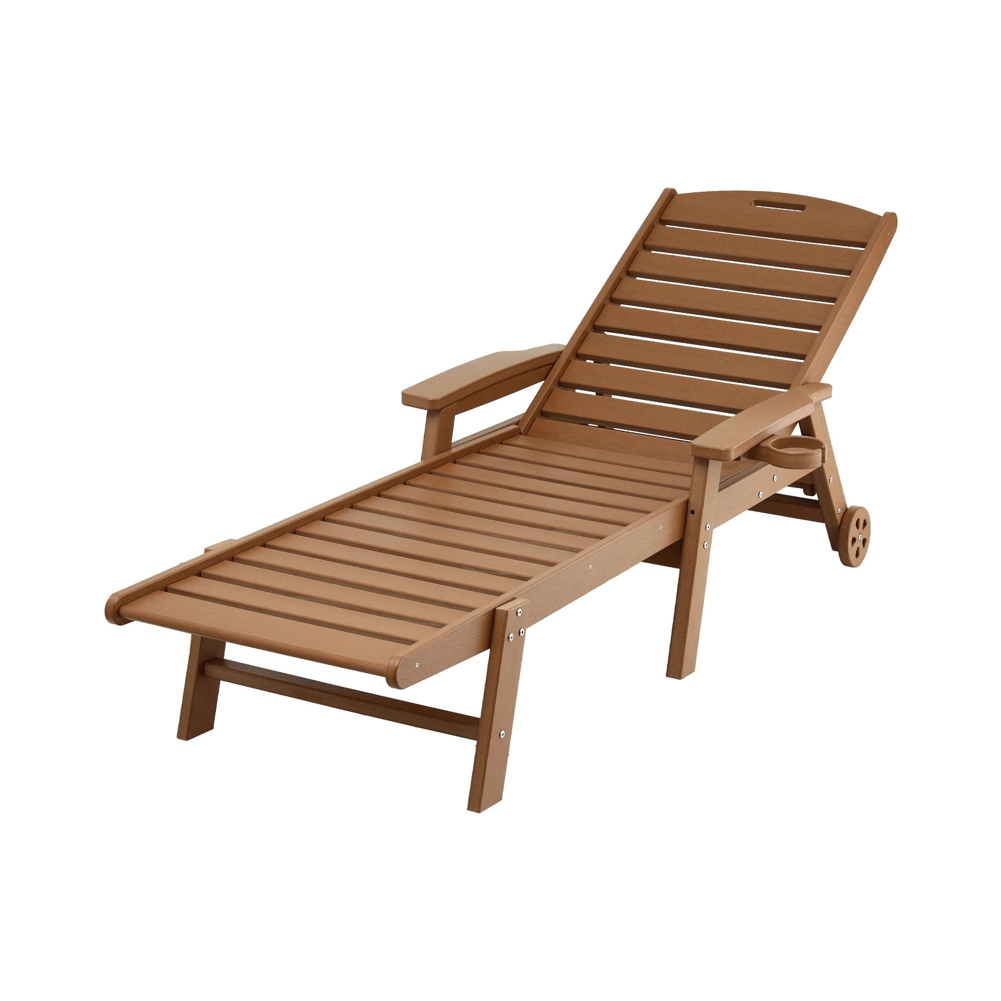 1 Gardeon Sun Lounge Lounger Beach Chair HDPE Patio Outdoor Furniture with Wheels - Brown, 1 of 8