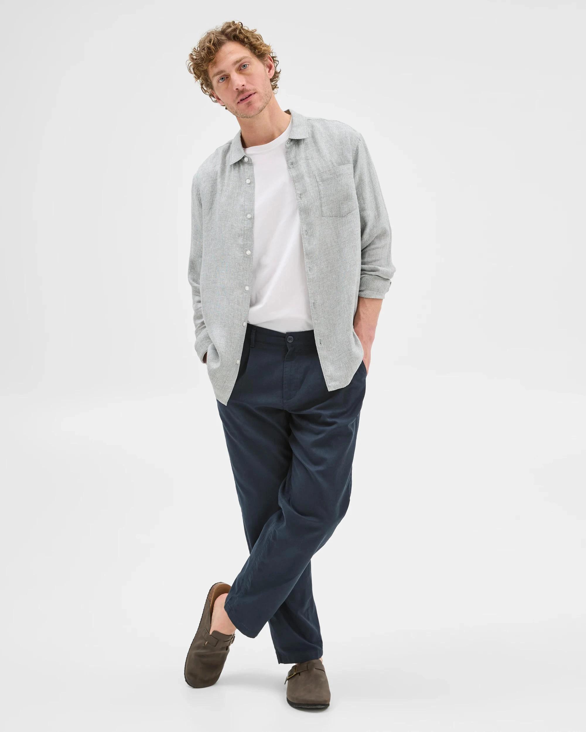 7 Target European Linen Long Sleeve Shirt KHAKI, 7 of 7