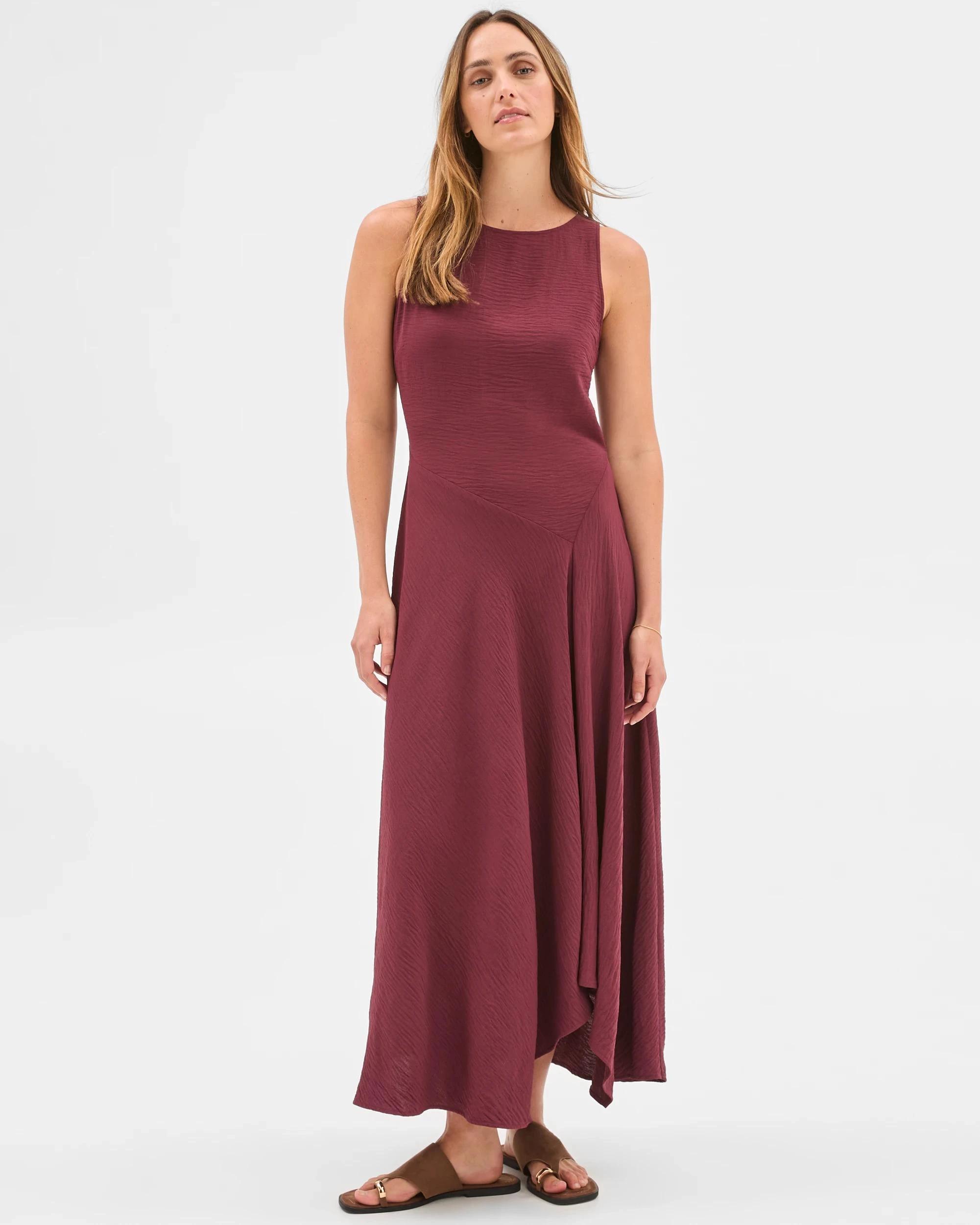 1 Preview Sleeveless Hanky Hem Dress TAWNY PORT, 1 of 6