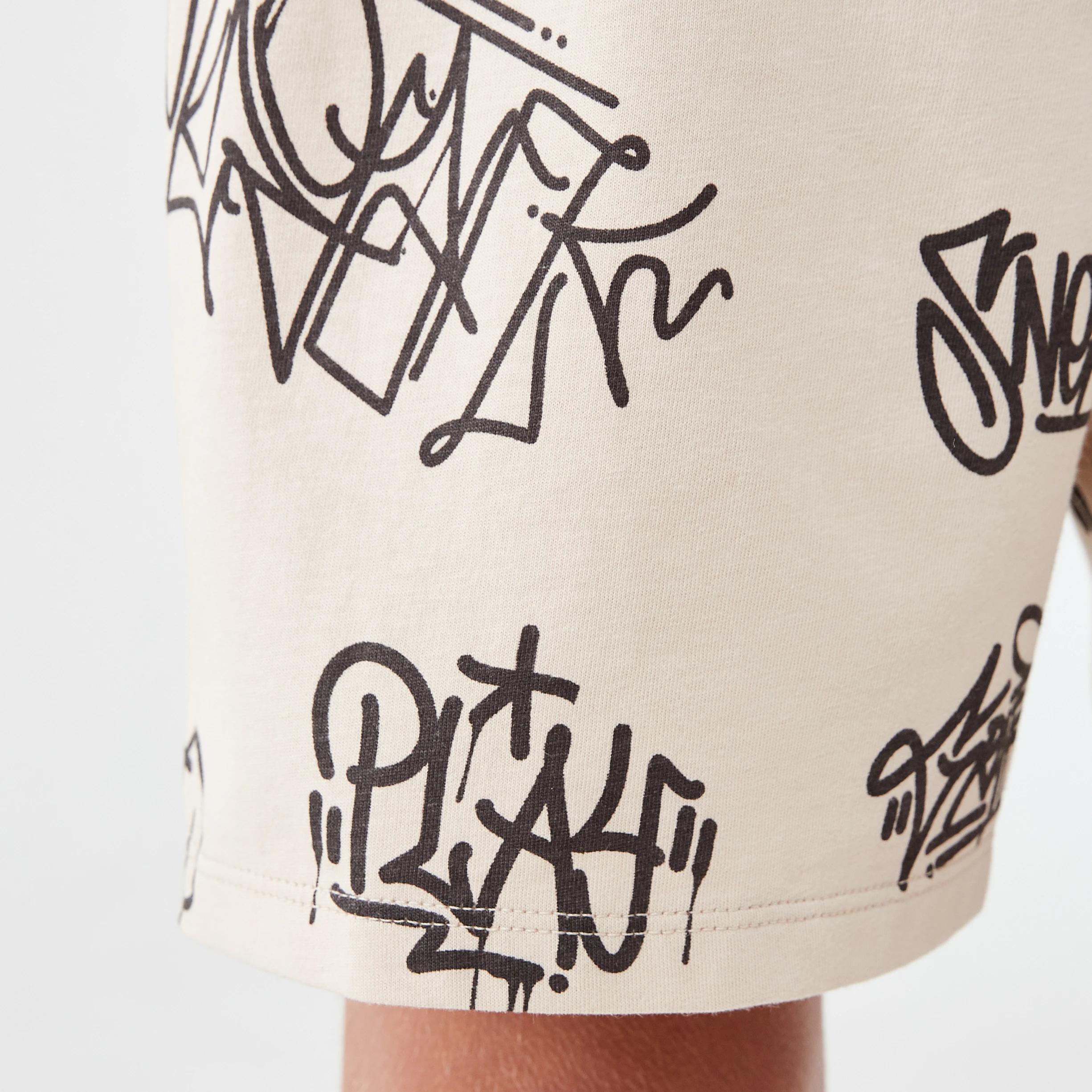 5 Short Sleeve Jersey Pyjama Set BEIGE GRAFFITI, 5 of 7