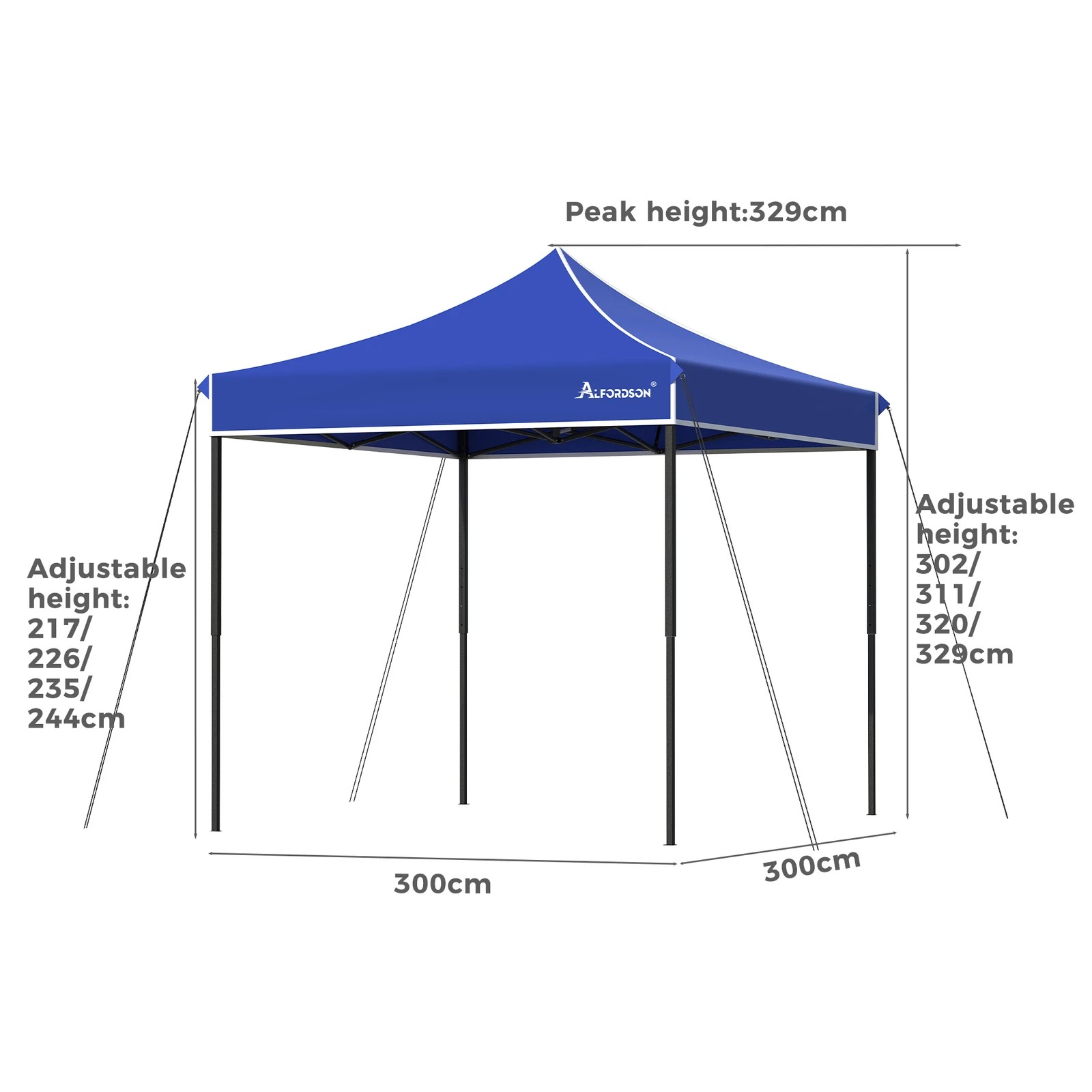 10 Alfordson Gazebo 3x3m Pop Up Marquee 600D Oxford Folding Camping Tent - Blue, 10 of 10