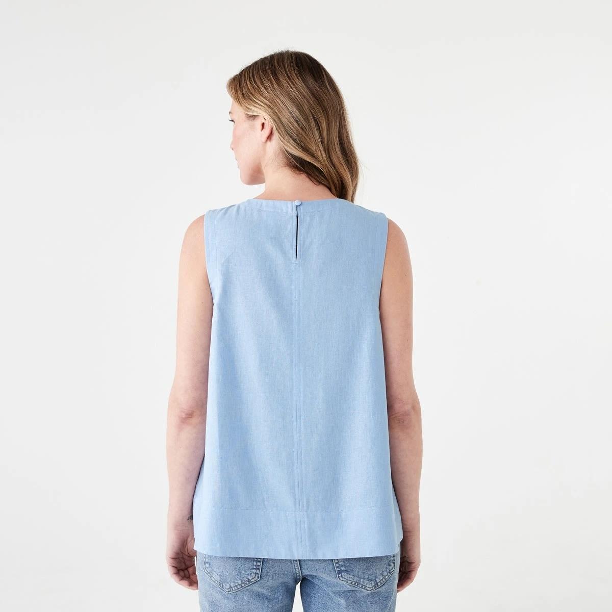 3 Sleeveless Linen Blend Swing Tank BRUNI BLUE, 3 of 5
