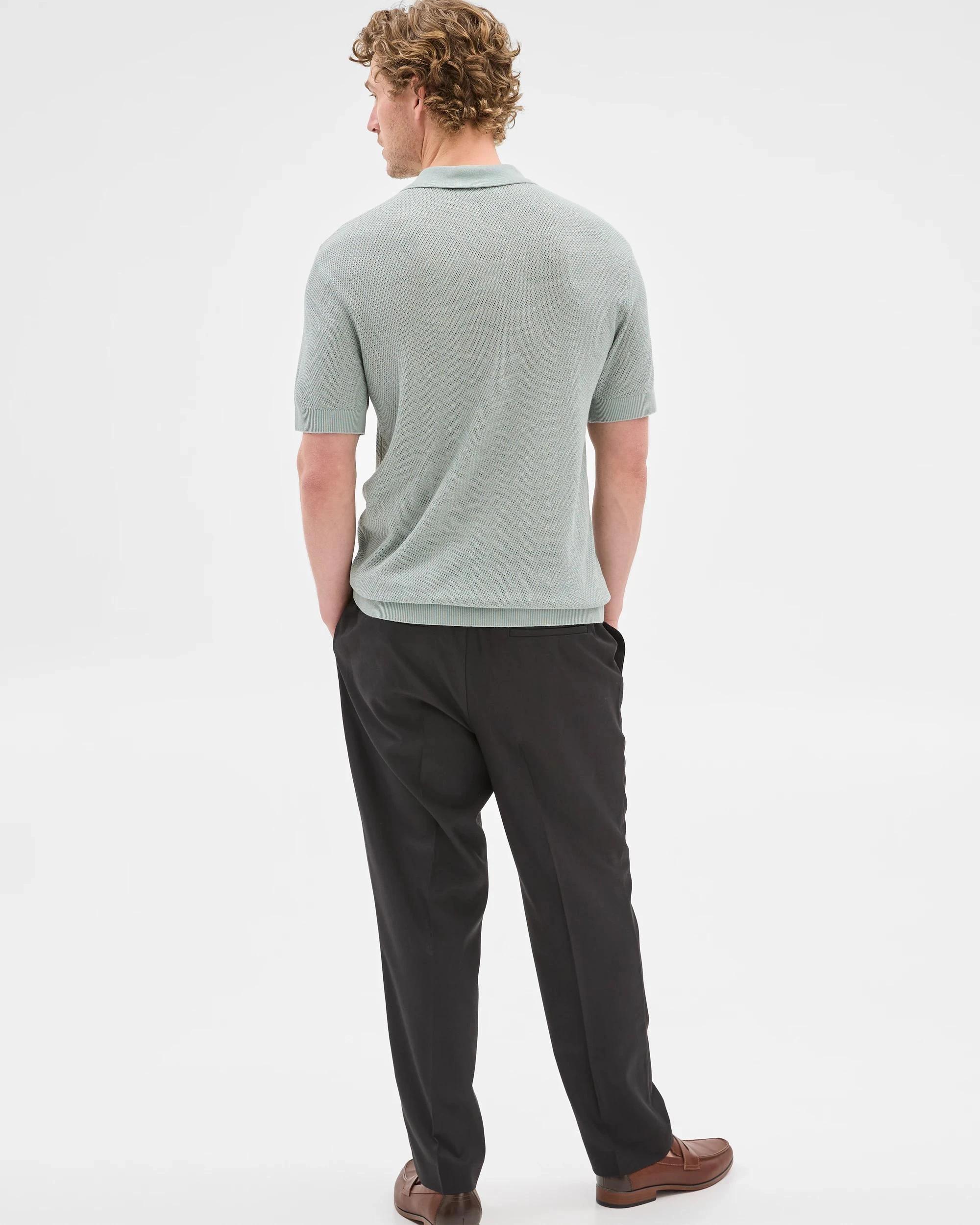 4 Australian Cotton Blend Knit Polo Top - Preview GREEN, 4 of 6