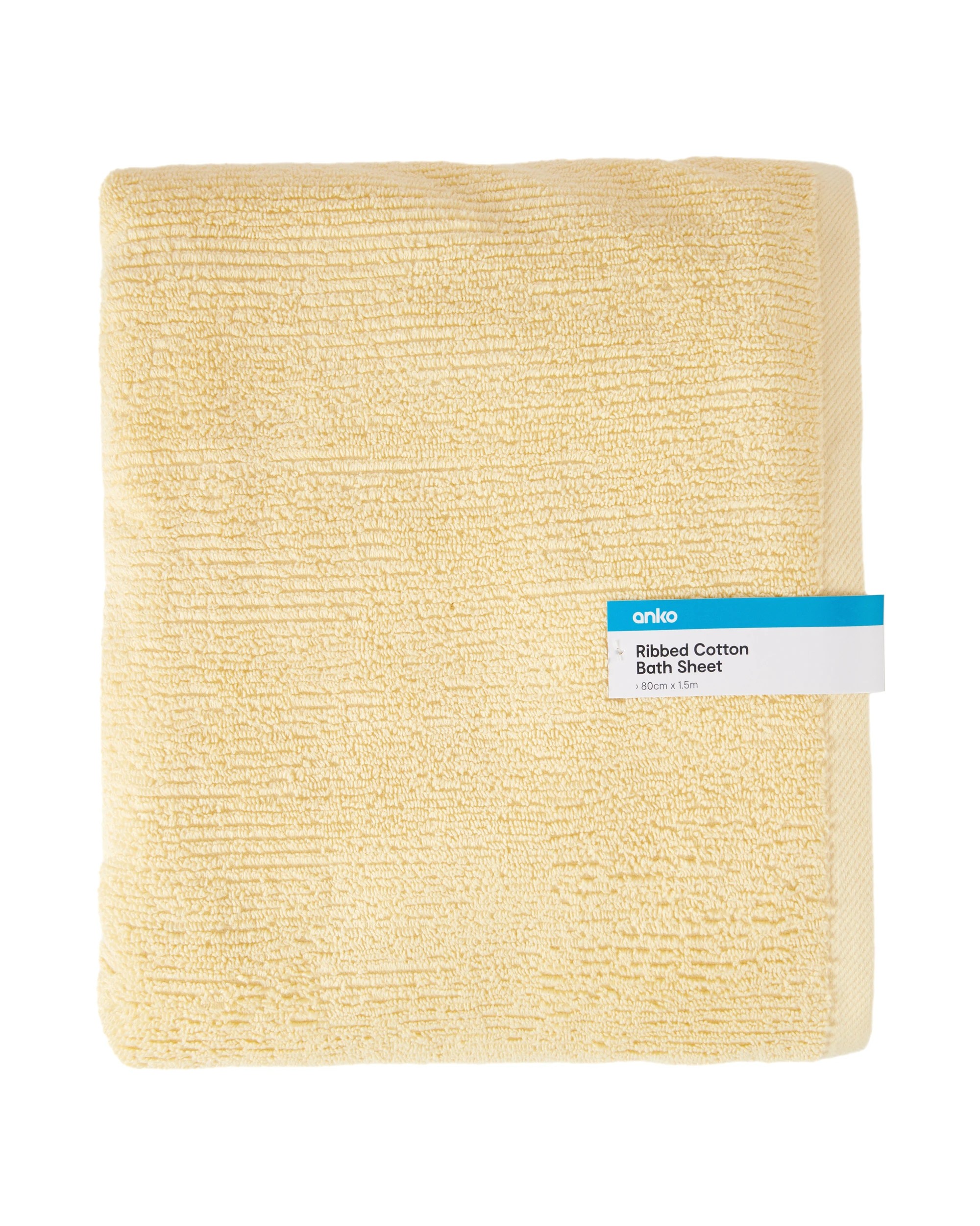 5 Ribbed Cotton Bath Sheet - Yellow, 5 of 5
