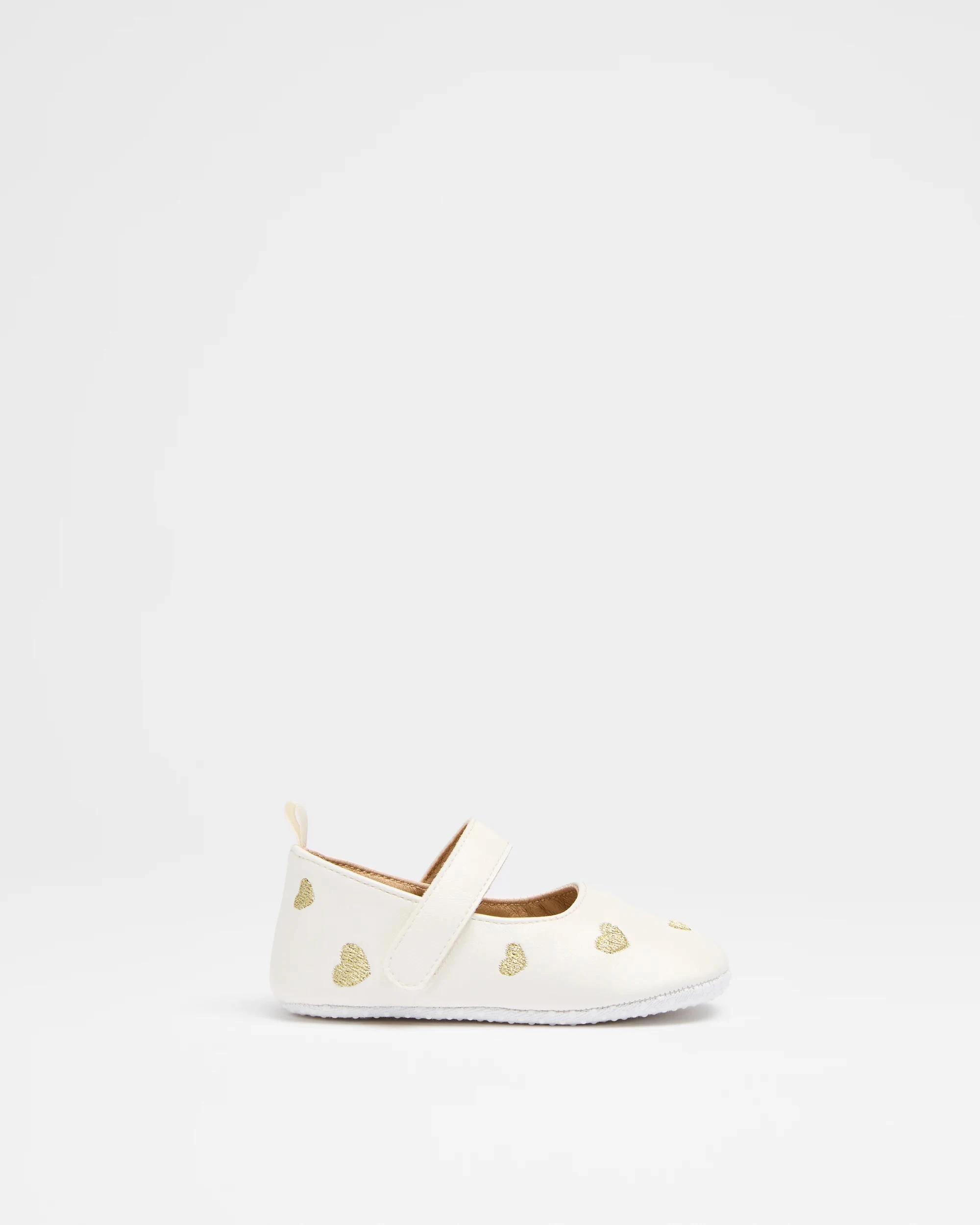 1 Target Baby Girls Pre-Walker Heart Ballet Flat WHITE HEARTS, 1 of 3