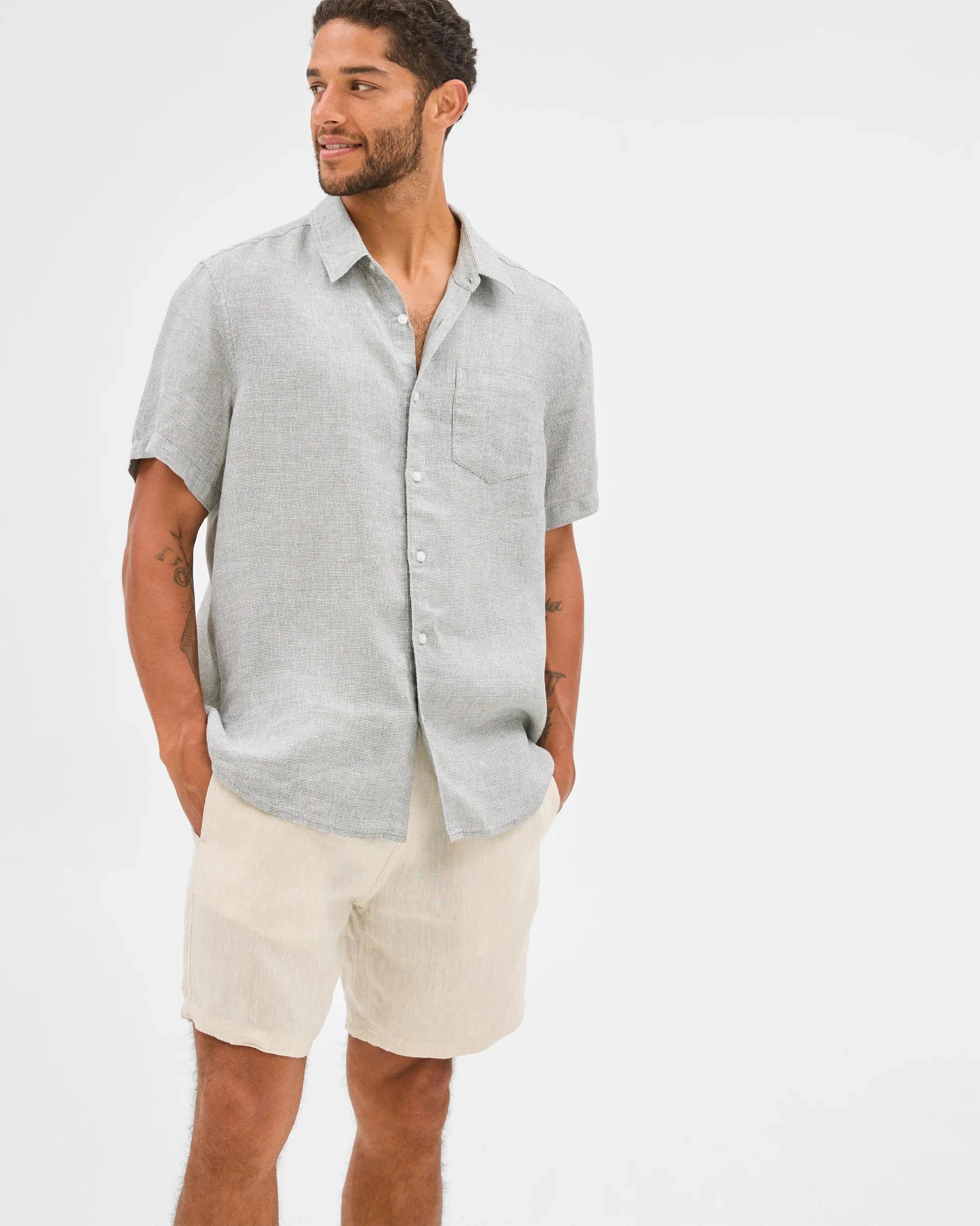 2 Target European Linen Textured Shirt KHAKI, 2 of 5