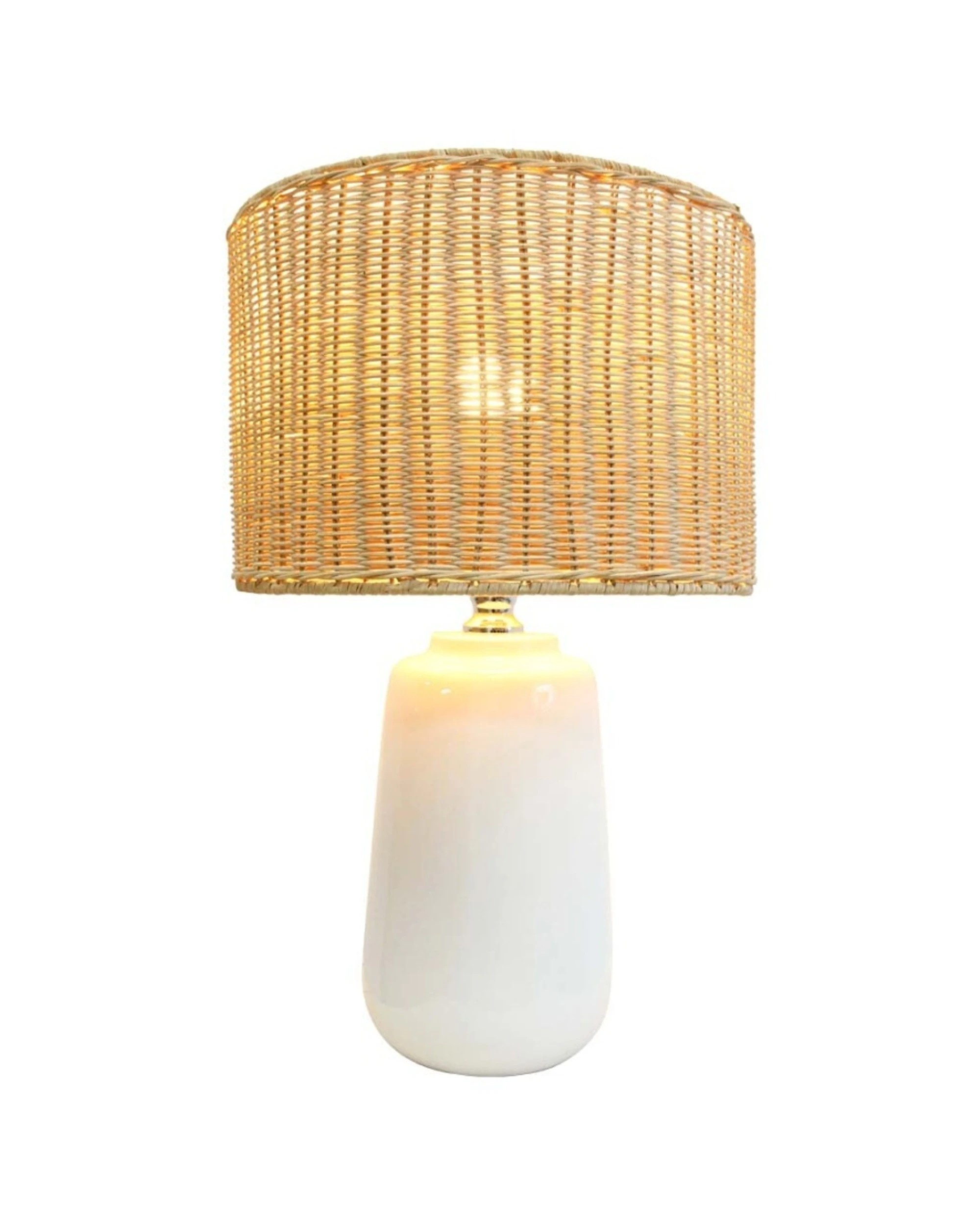1 LVD Ceramic Base Cayman Woven Rattan Shade Table Lamp Organic Coastal Vibe Elegant Indoor Lighting - Multi, 1 of 3