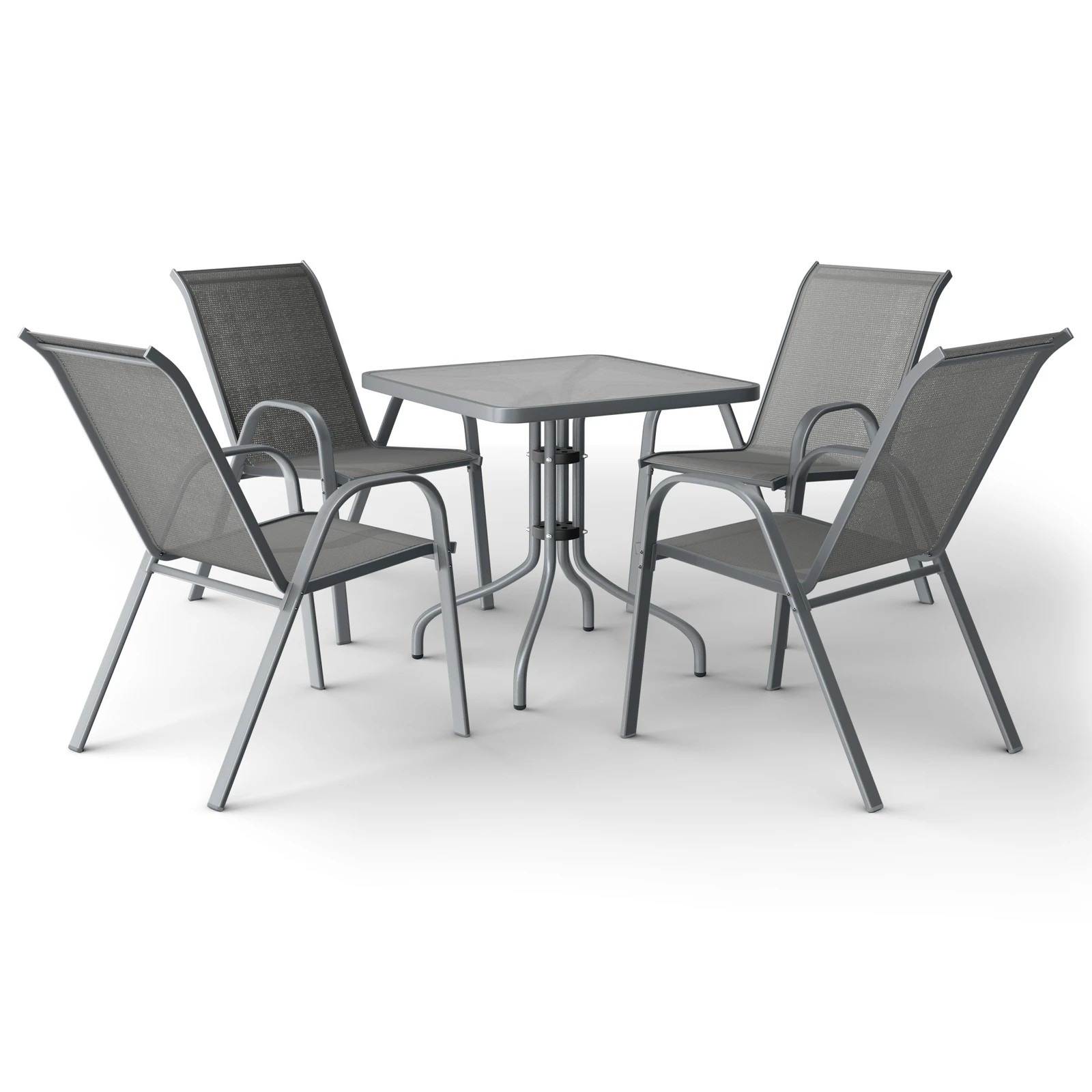 1 Alfordson 5PCS Outdoor Furniture Patio Table and Chairs Set Garden Square - Grey, 1 of 10