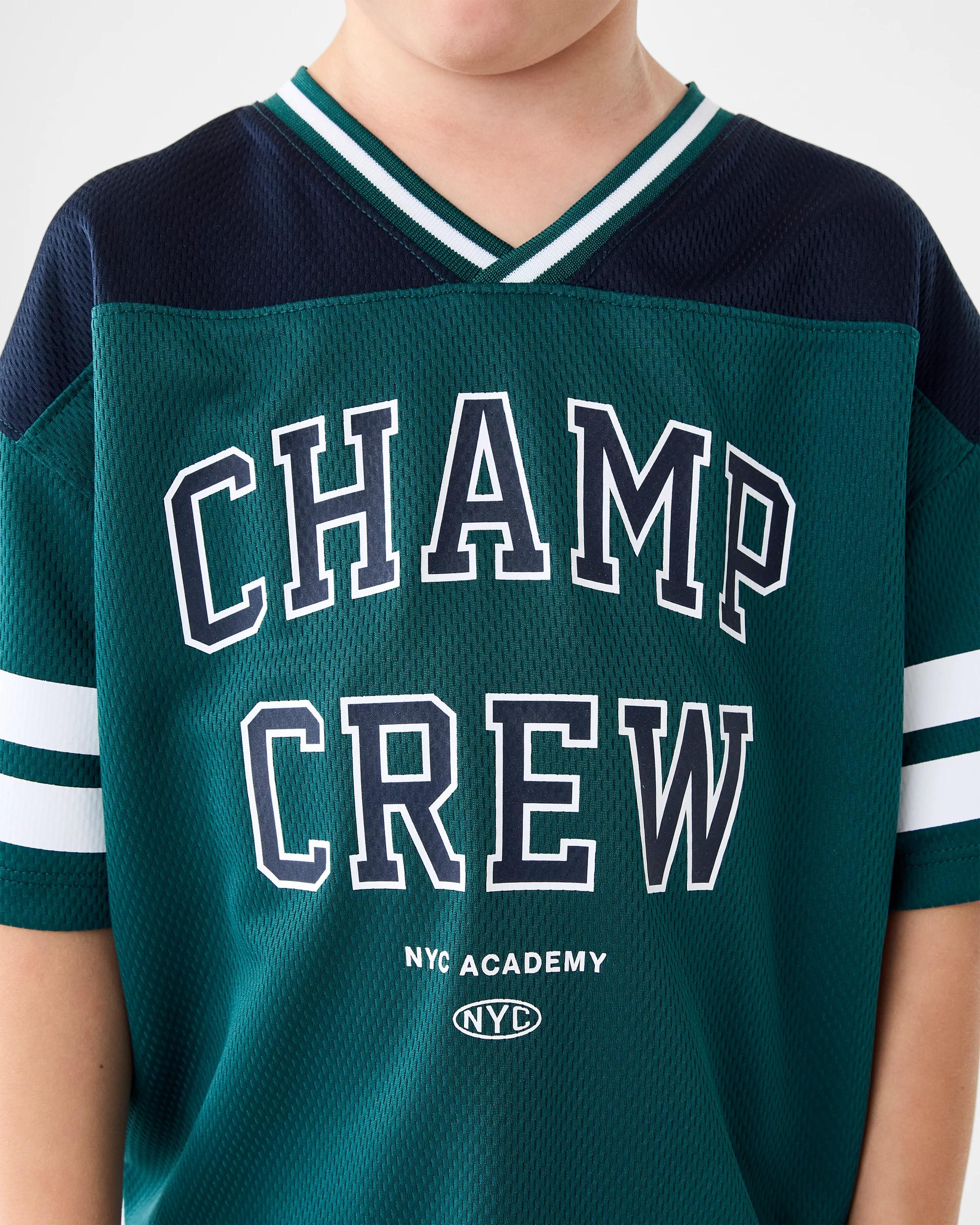 4 Oversized Sport Jersey Top Grn Varsit, 4 of 6