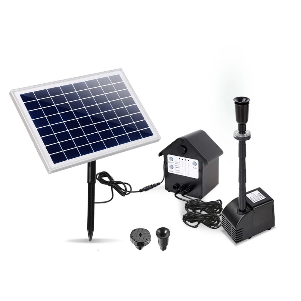 1 Gardeon Solar Pond Pump Submersible Water Fountain with Battery Kit LED Lights 6.6FT - Black, 1 of 6