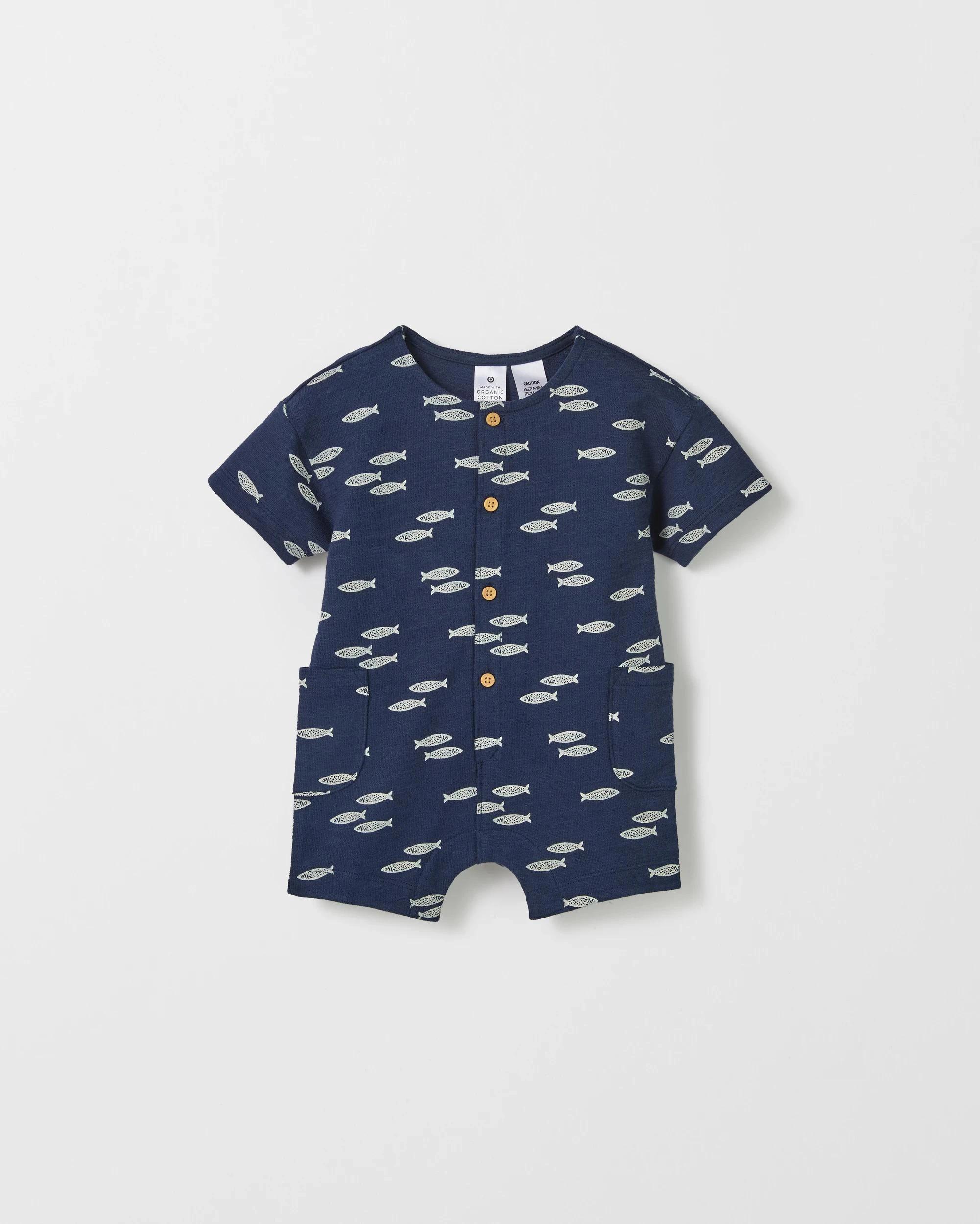 2 Target Organic Cotton Baby Romper FISH STEELE, 2 of 4