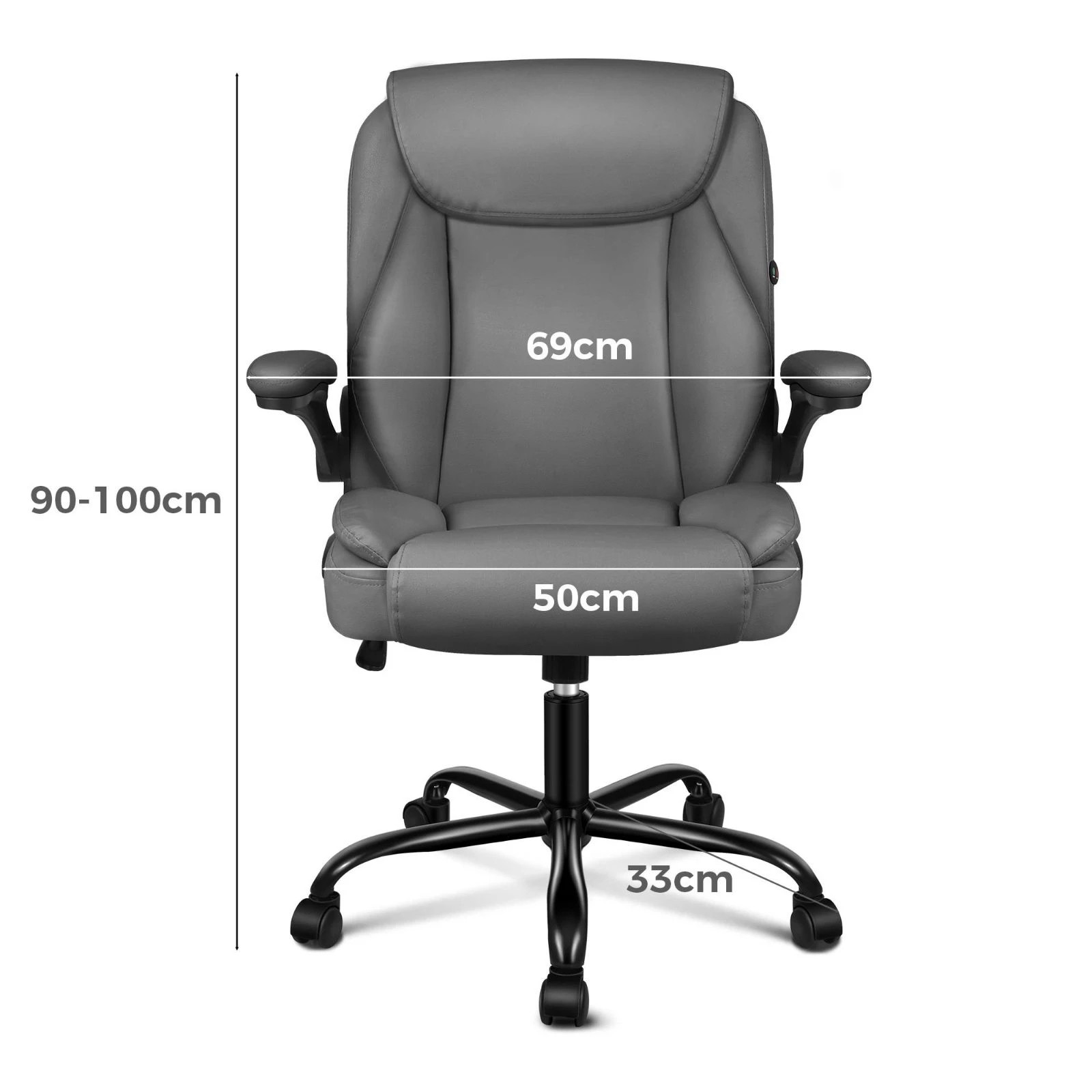 4 Alfordson Massage Office Chair Executive Computer Gaming Seat PU Leather - Grey, 4 of 10
