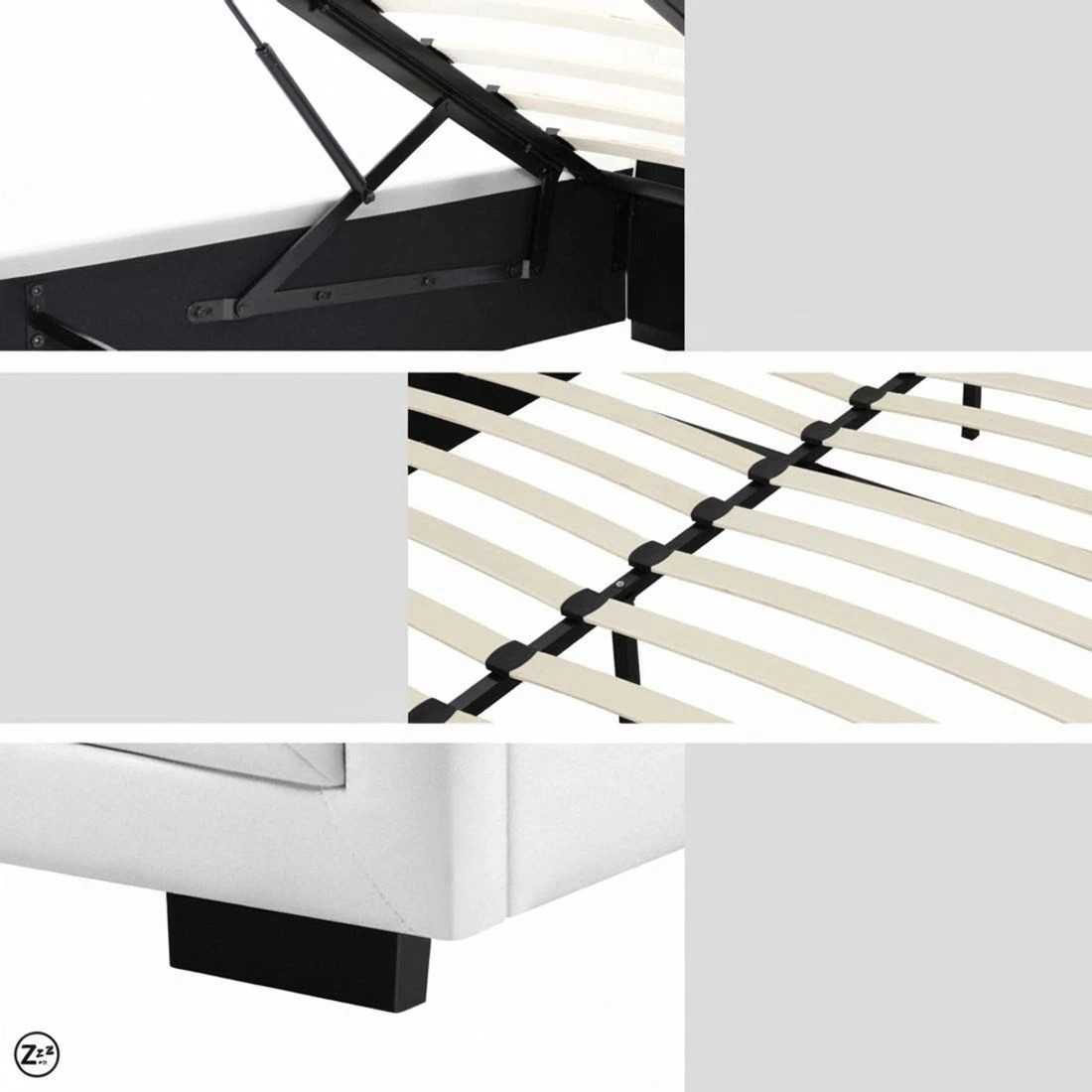 7 Artiss Bed Frame Double Size Gas Lift  TIYO - White, 7 of 8