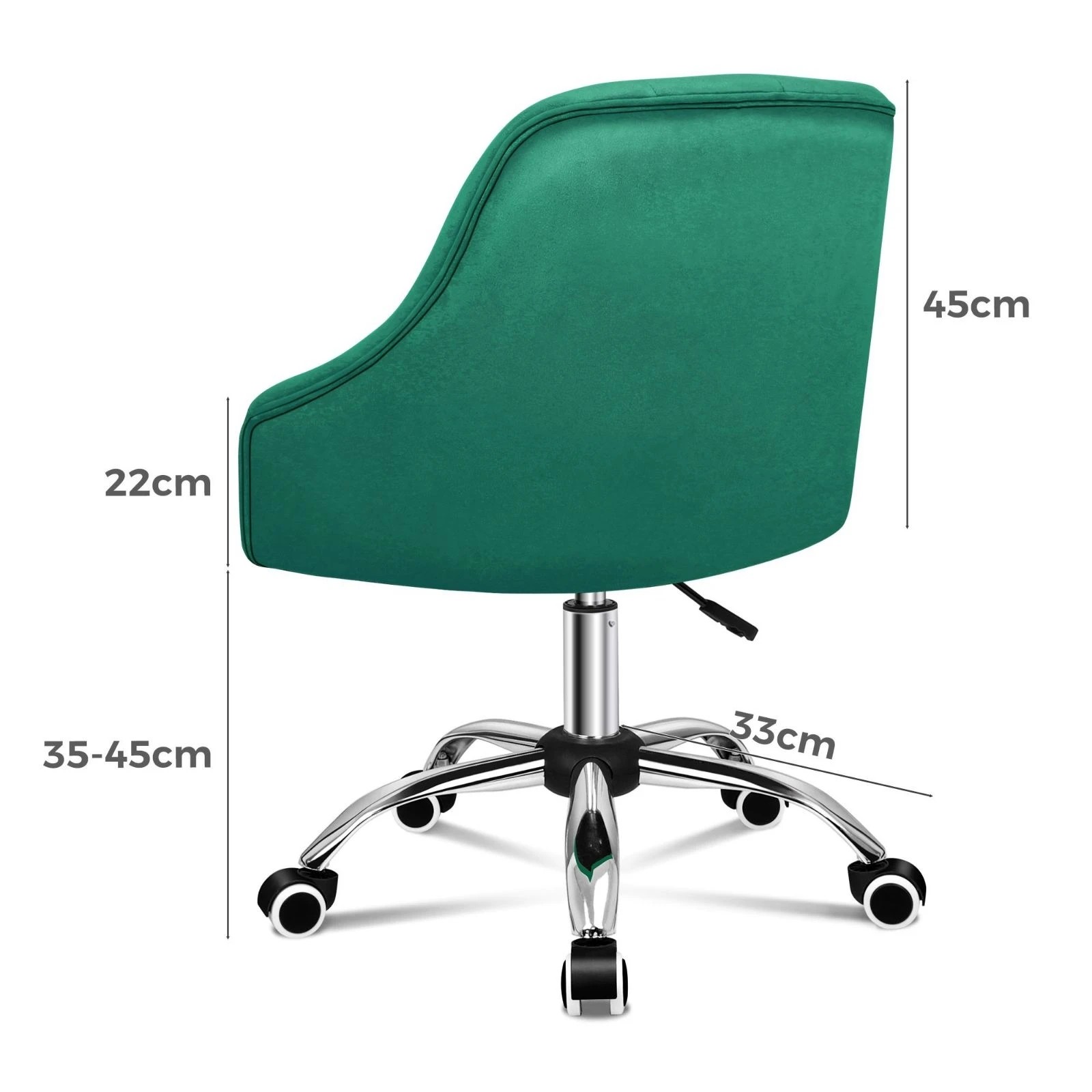 3 Alfordson Velvet Office Chair Fabric Computer Swivel Armchair Adult Kids - Green, 3 of 10