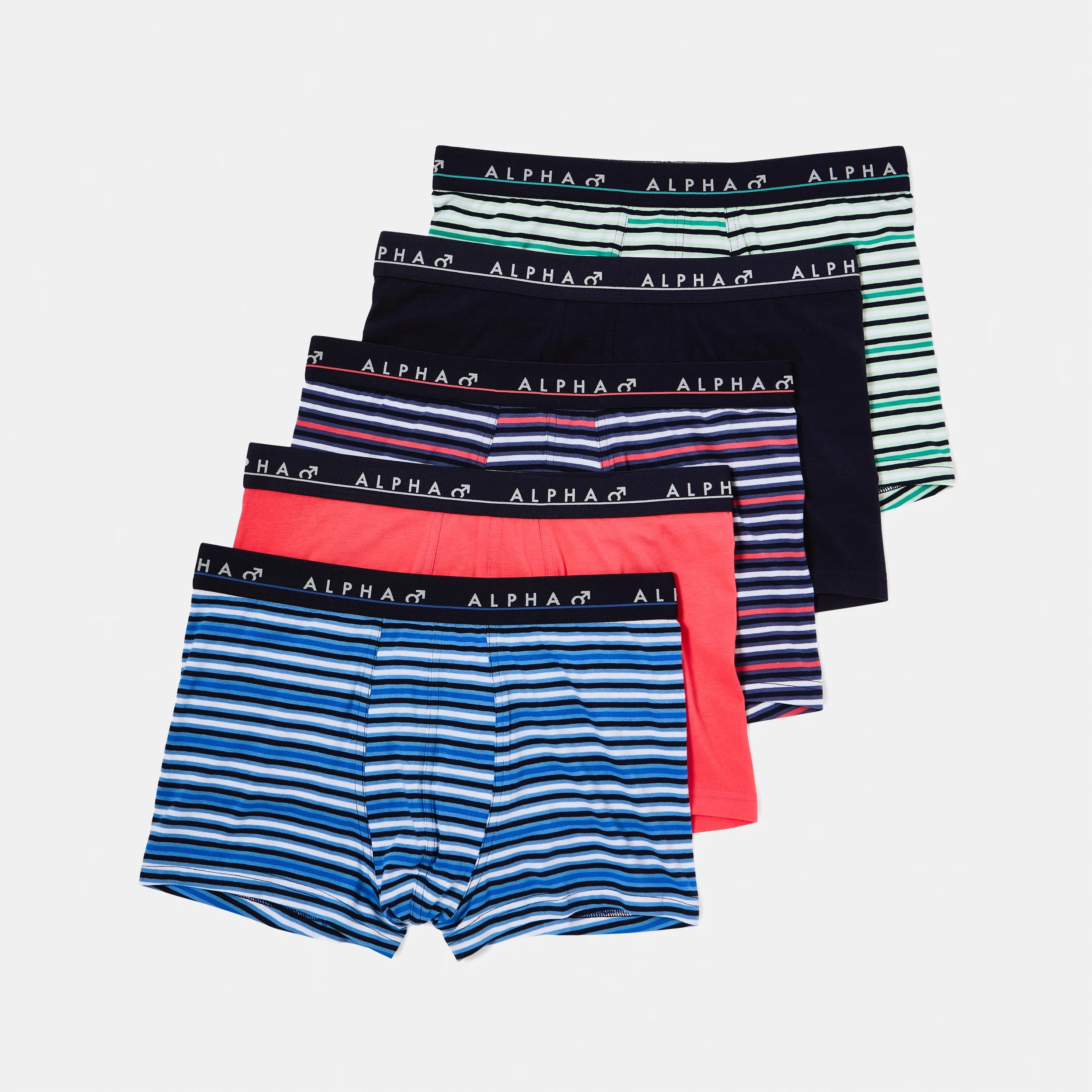 1 5 Pack Stripe and Plain Trunks Miami Strp, 1 of 10