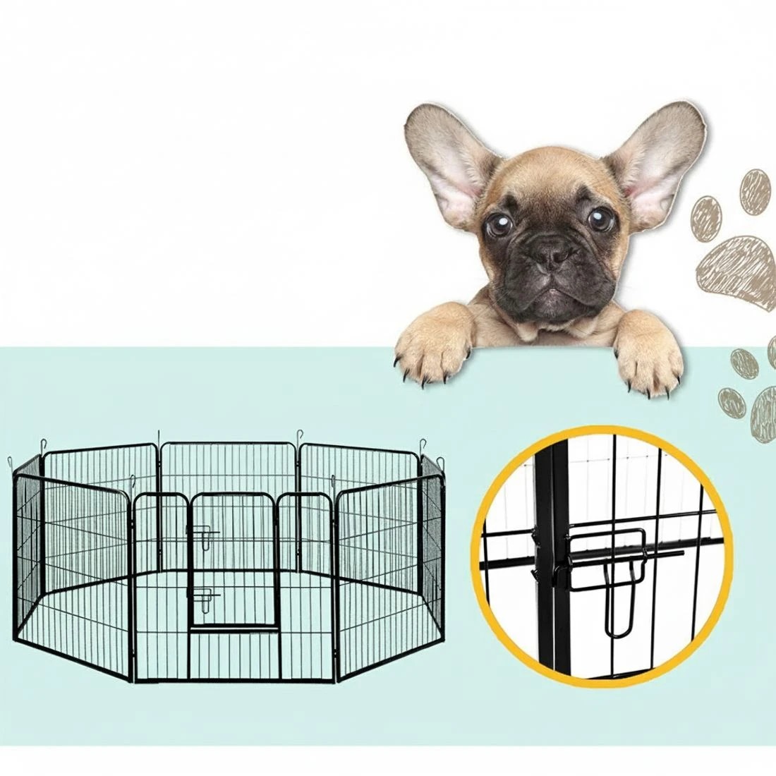 3 i.Pet 32" 8 Panel Dog Playpen Pet Exercise Cage Enclosure Fence Play Pen - Black, 3 of 7