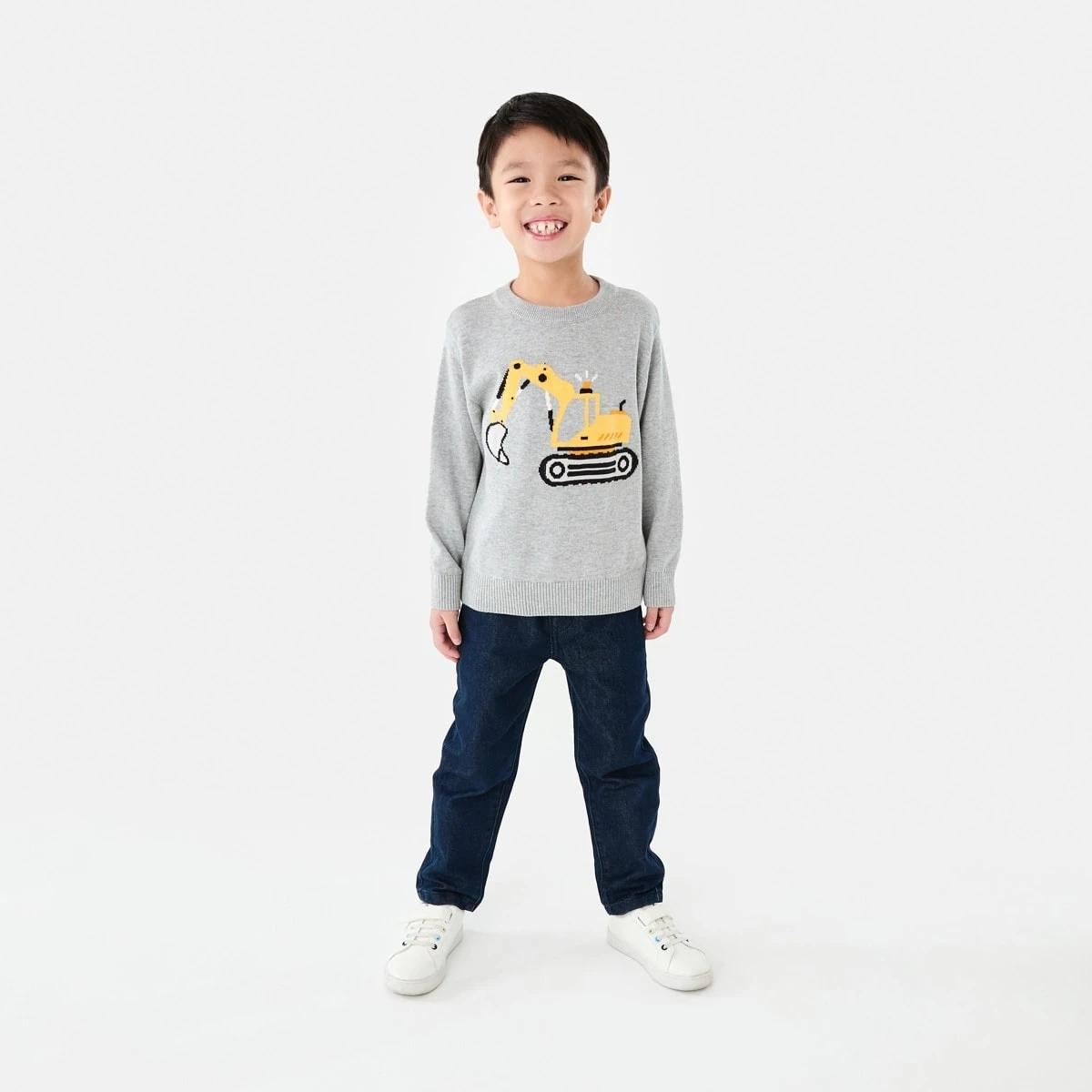 6 Jacquard Crew Neck Top Gry Digger, 6 of 9