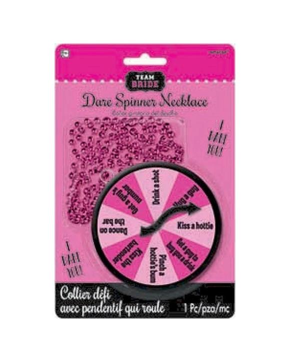 Anagram Bachelorette Spin Dare Pendant Necklace Bridal Shower Party Entertainment Game - Pink