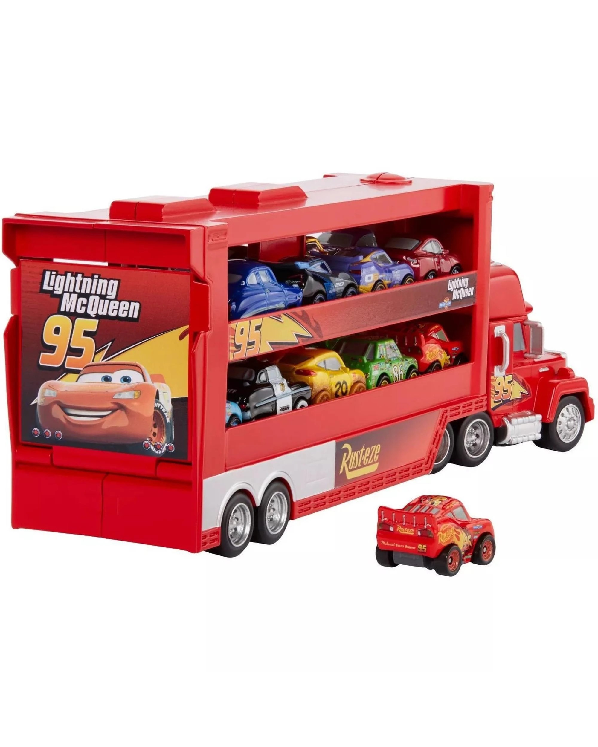 5 Disney Pixar Cars Mack Mini Racers Hauler With Lightning McQueen Diecast Car, 5 of 7