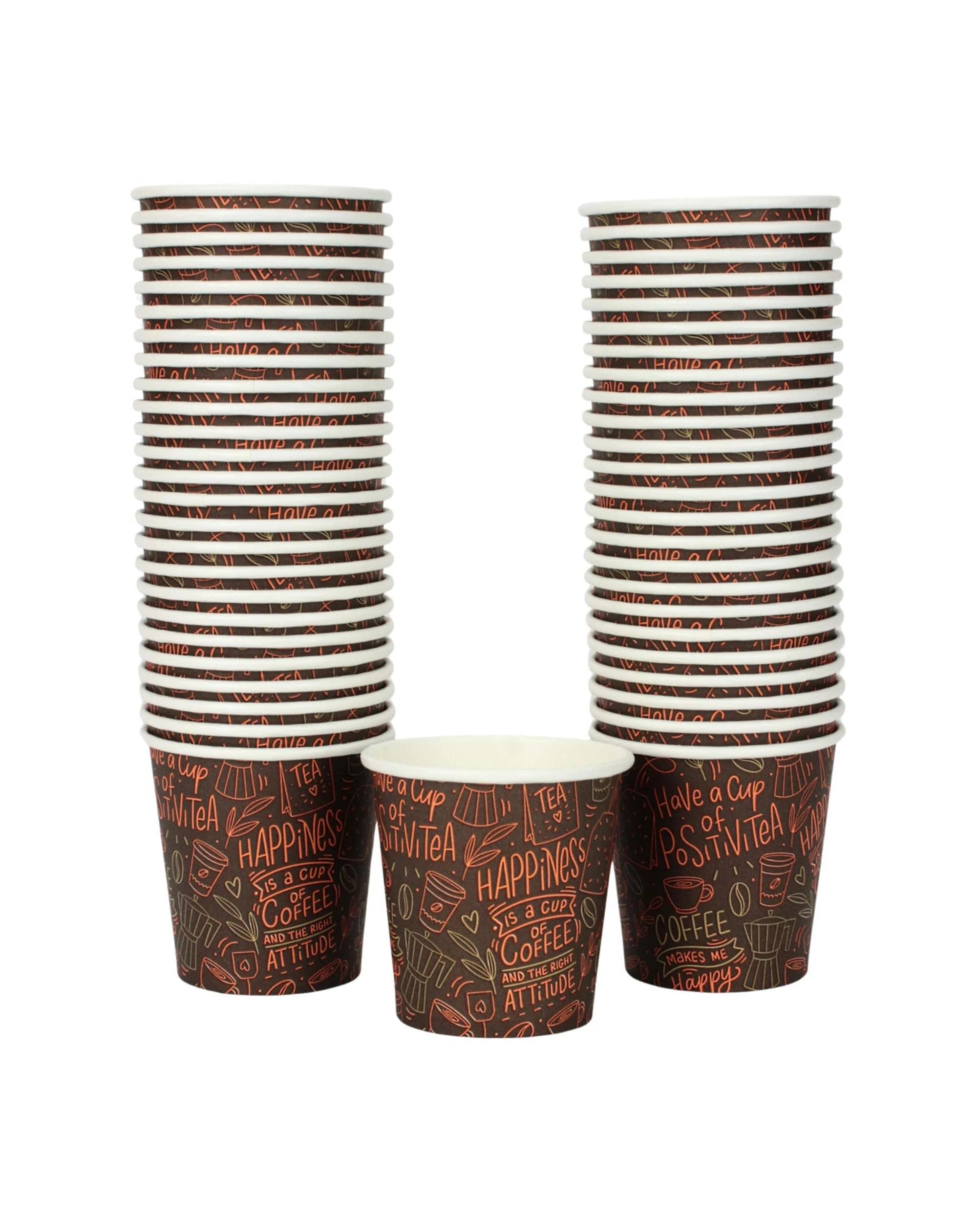 1 Partyware Espresso Coffee Cups Single Wall 100ml Pack of 50 - Brown, 1 of 3