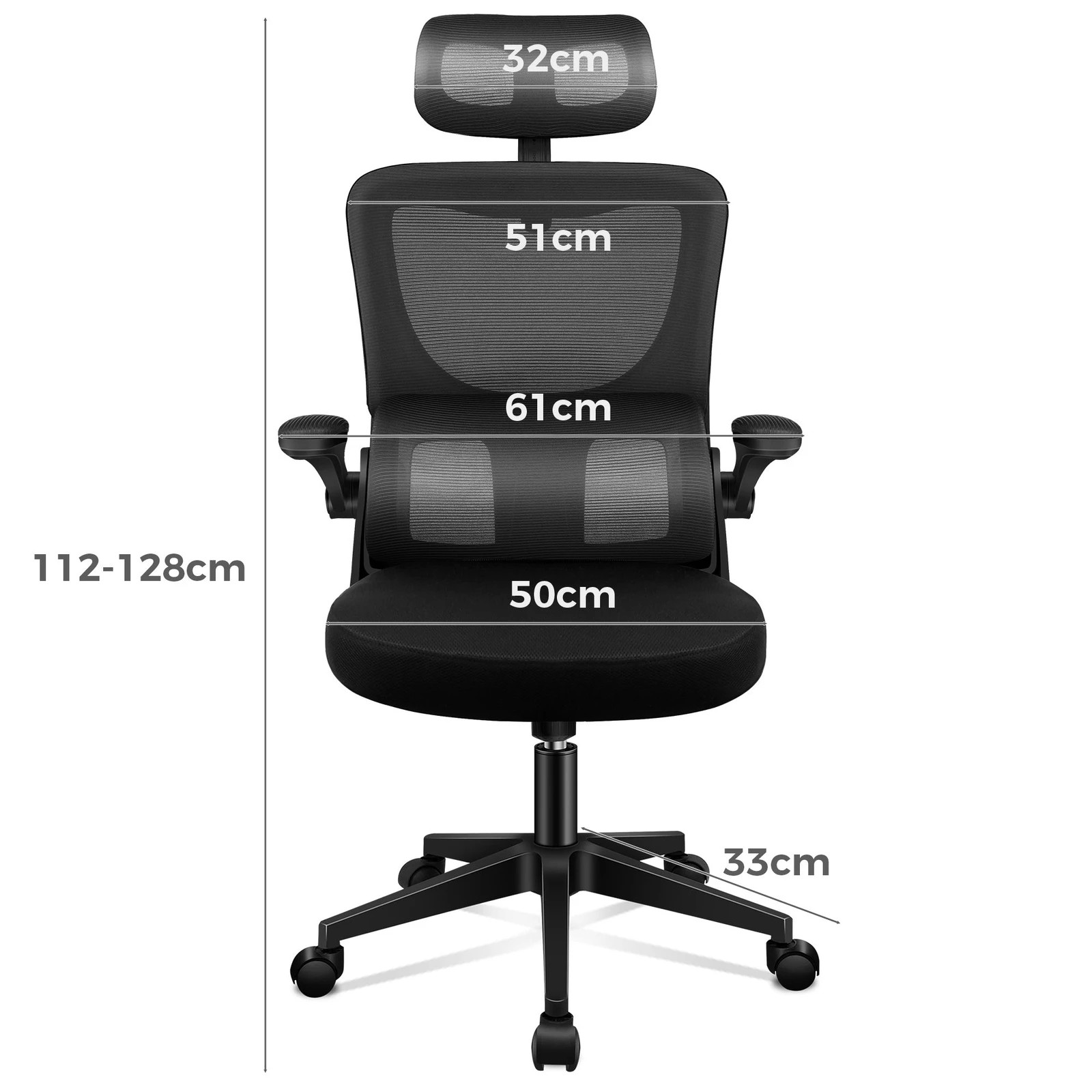 7 Alfordson Mesh Office Chair Executive Computer Fabric Seat Racing Tilt Work - Black, 7 of 10