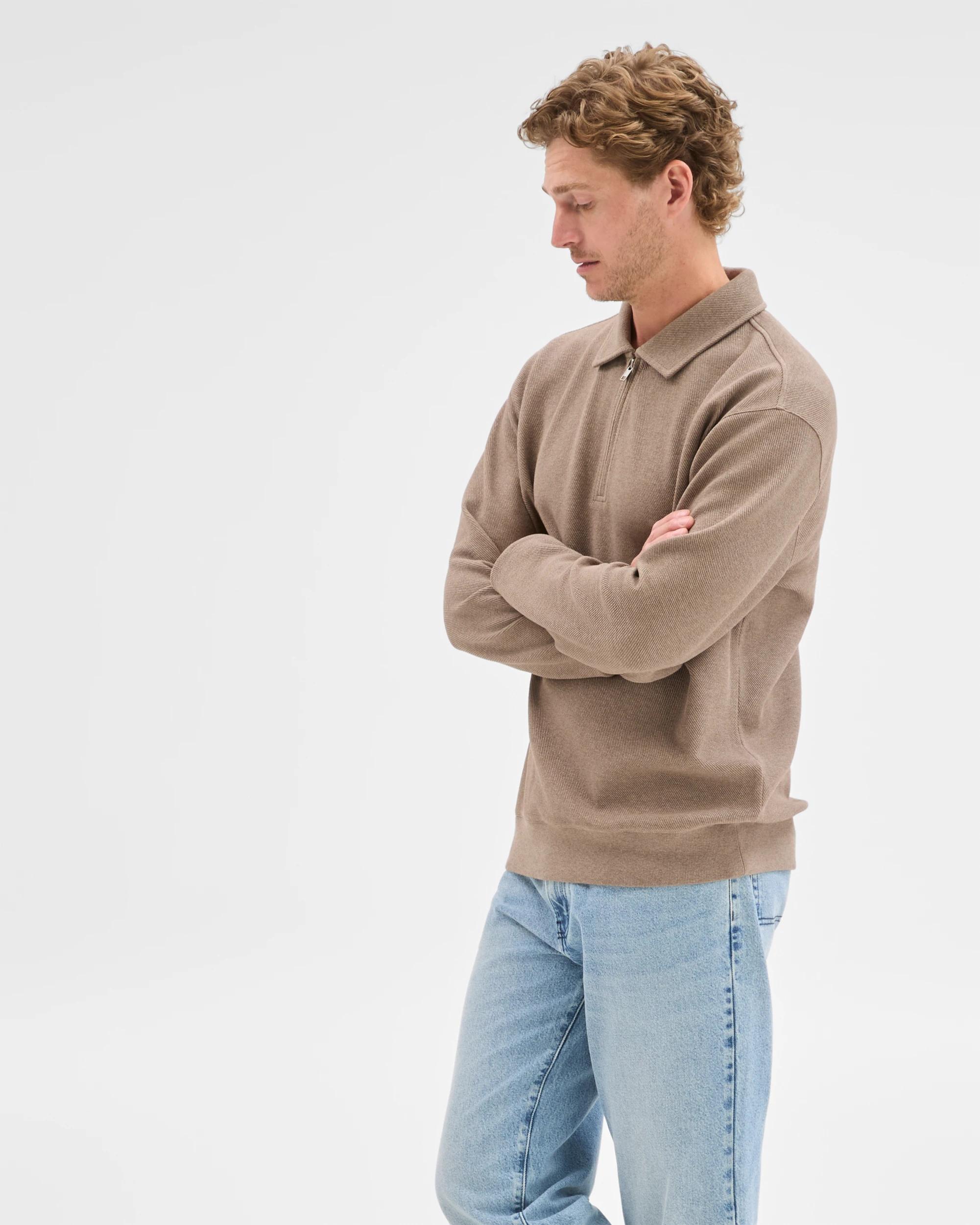 7 Target Man Australian Cotton Blend Textured Fleece 1/4 Zip Collared Top ROCK, 7 of 7