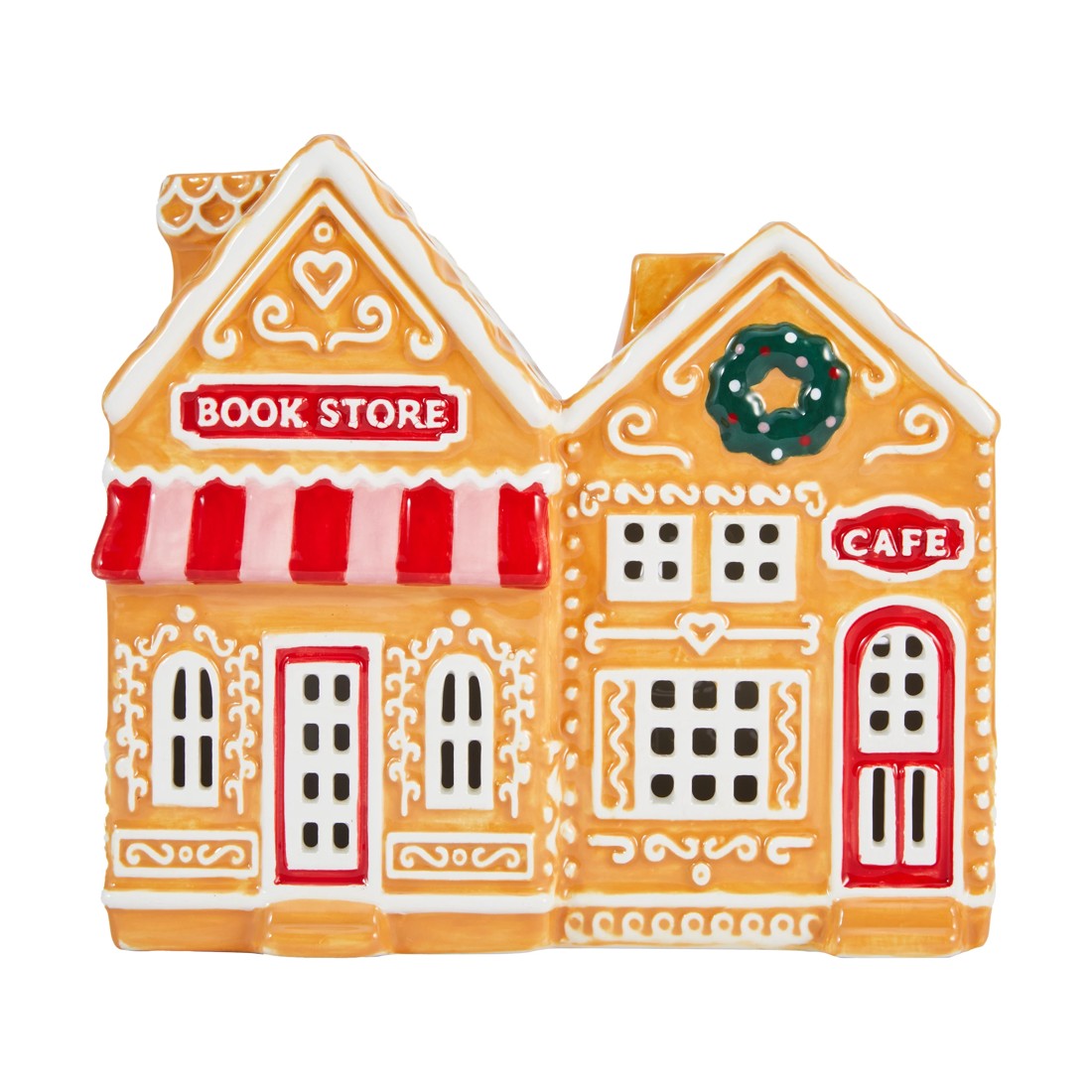 4 Light Up Ceramic Gingerbread Stores, 4 of 6