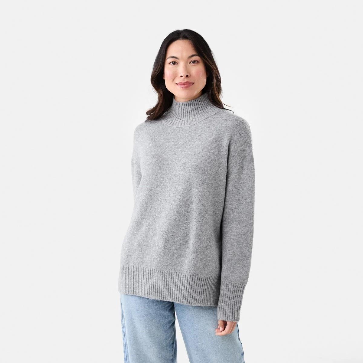 2 Funnel Split Hem Jumper Gry Chmrle, 2 of 7