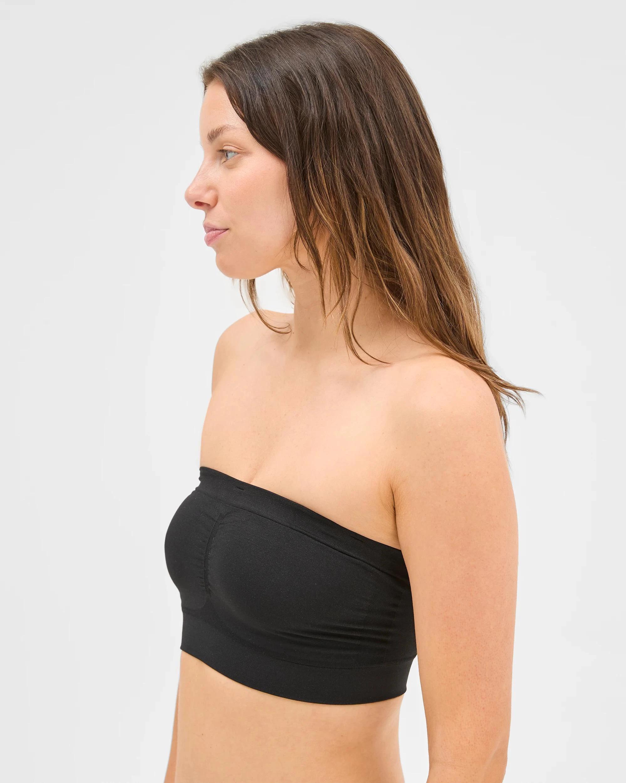 2 Target Women's Seamfree Reversible Padded Bandeau Crop Top BLACK/LATTE, 2 of 4