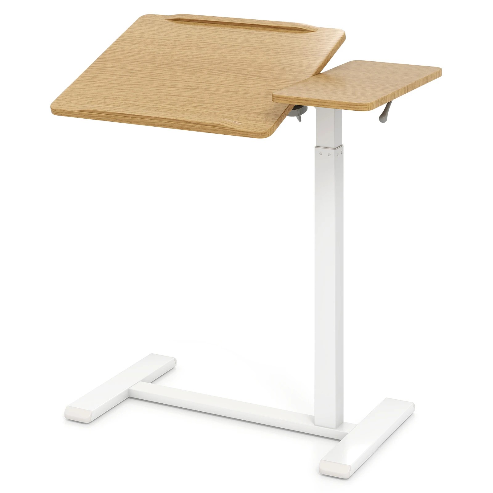 1 Costway Moblie Overbed Desk Height Adjustable Standing Laptop Table w/Tilting Tabletop, 1 of 3