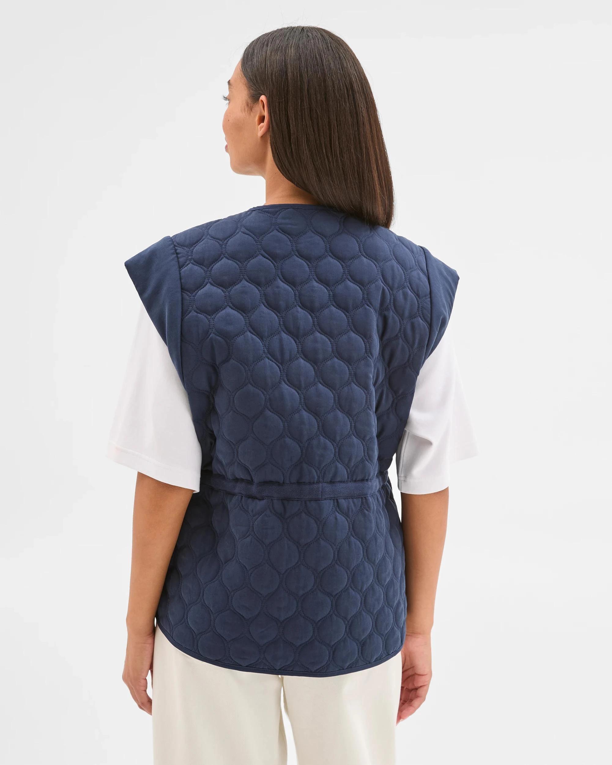 7 Target Woman Sleeveless Zip Through Front Quilted Vest NAVY BLUE, 7 of 10