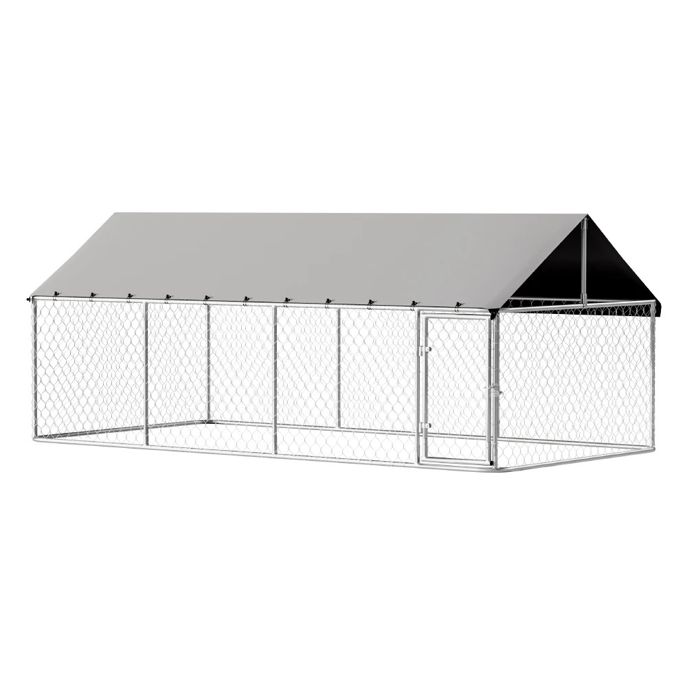 1 i.Pet Dog Kennel Large House XL Pet Run Cage Puppy Outdoor Enclosure 2Mx4M - Silver, 1 of 6