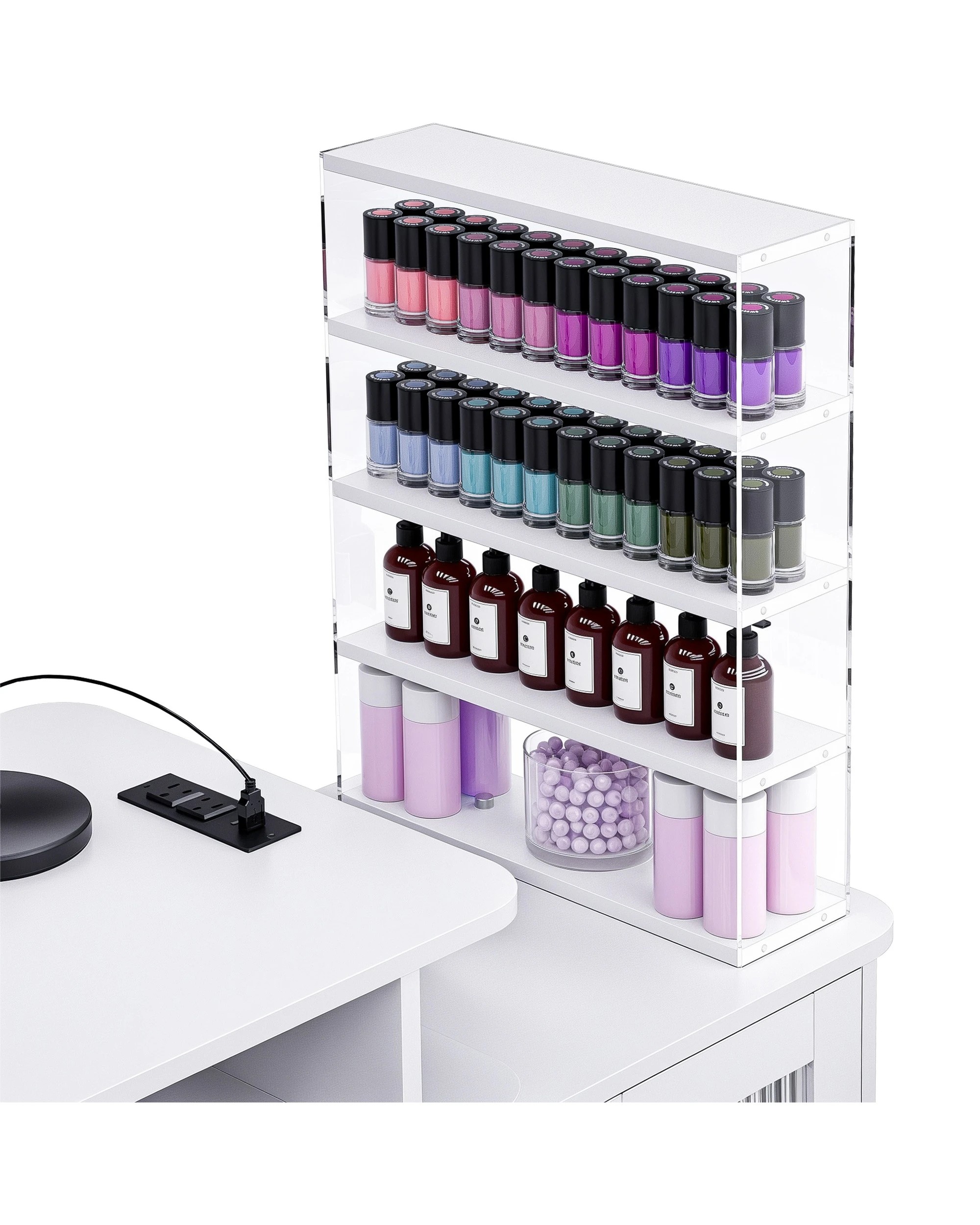 4 Advwin Manicure Table Dust with Dust Collector LED Light Charging Station - White, 4 of 8