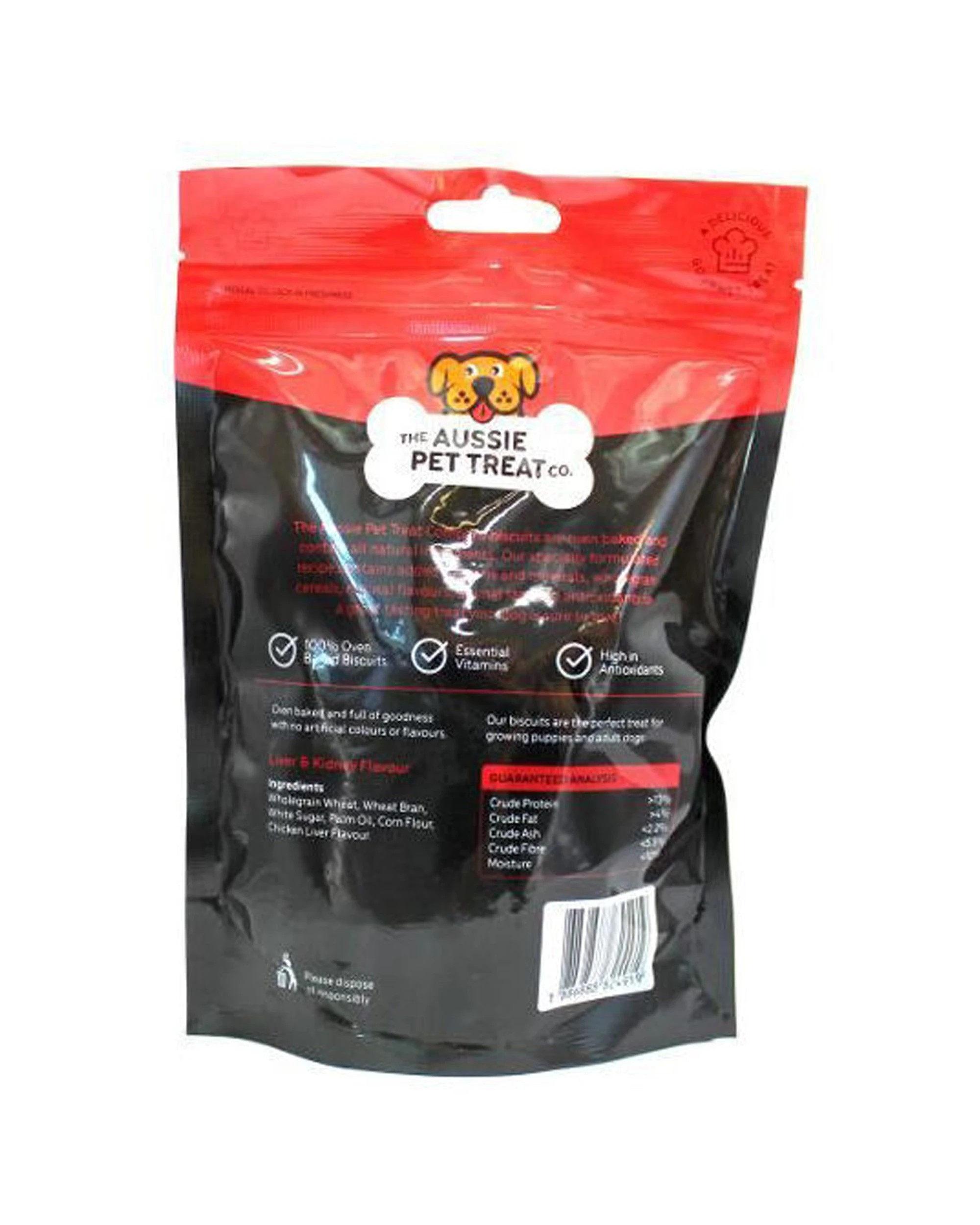 3 The Aussie Pet Treat Co Dog Biscuit Liver Kidney 10 Pack 150g Oven Baked Natural Treats - Red, 3 of 3