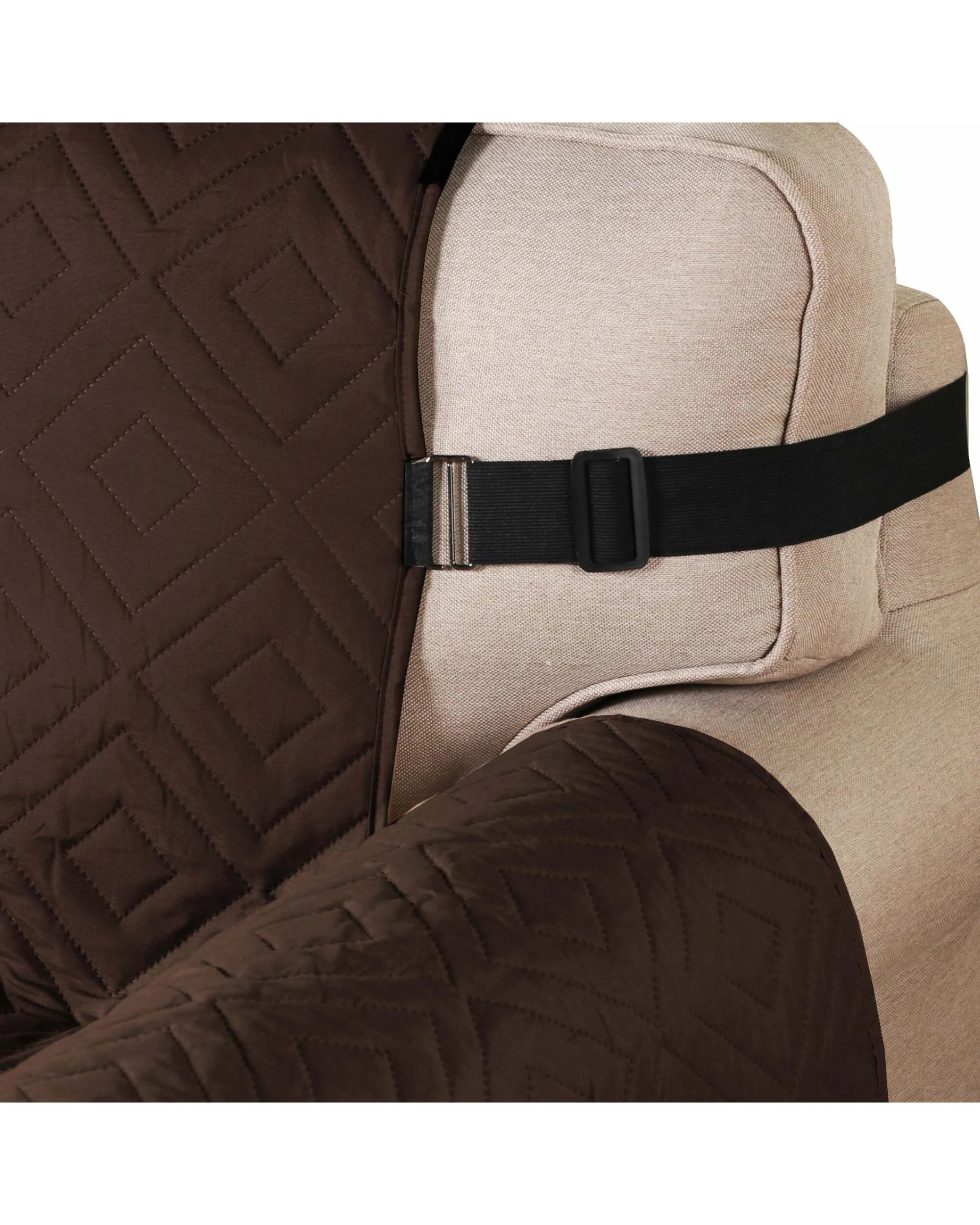3 Smarcute 2 Seater Reversible Non-Slip Sofa Cushion with Straps - Brown, 3 of 5