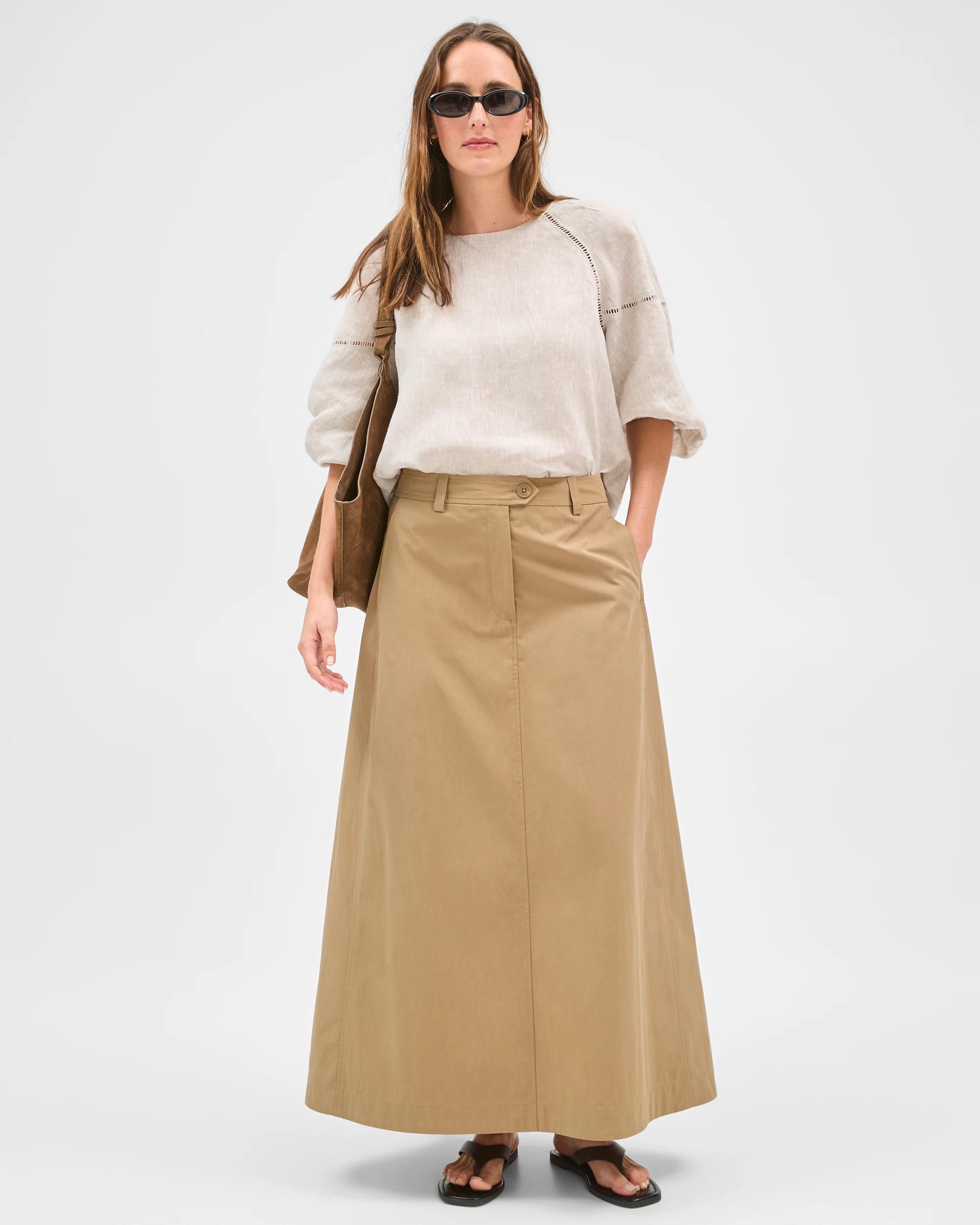 4 Target Woman European Linen 3/4 Sleeve Trim Detail Top FLAX, 4 of 7