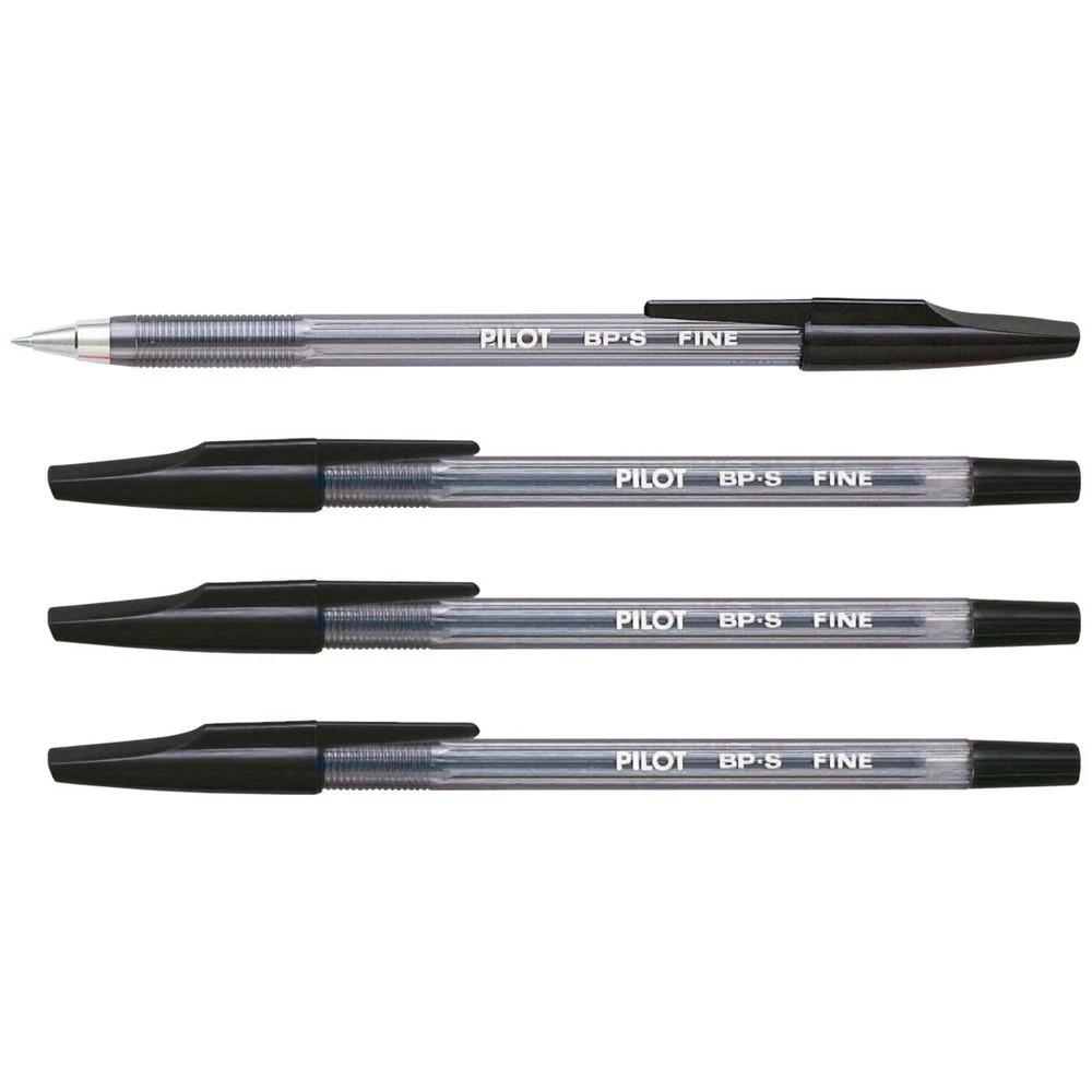 3 PILOT BP-S Ballpoint Pen Fine 0.7mm Black 4 Pack, 3 of 8