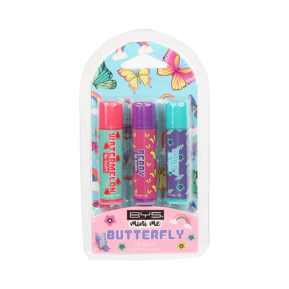 1 BYS 3 Pack Mini Me Butterfly Lip Balm, 1 of 2